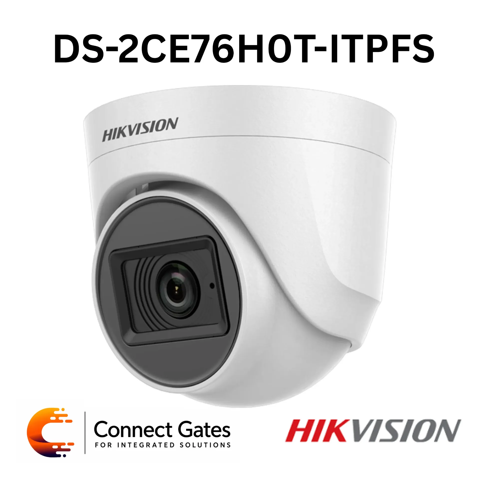 [DS-2CE76H0T-ITPFS] Hikvision DS-2CE76H0T-ITPFS – 5MP Audio Turret Camera with Built-in Mic, 20m Smart IR & 4-in-1 Video Output
