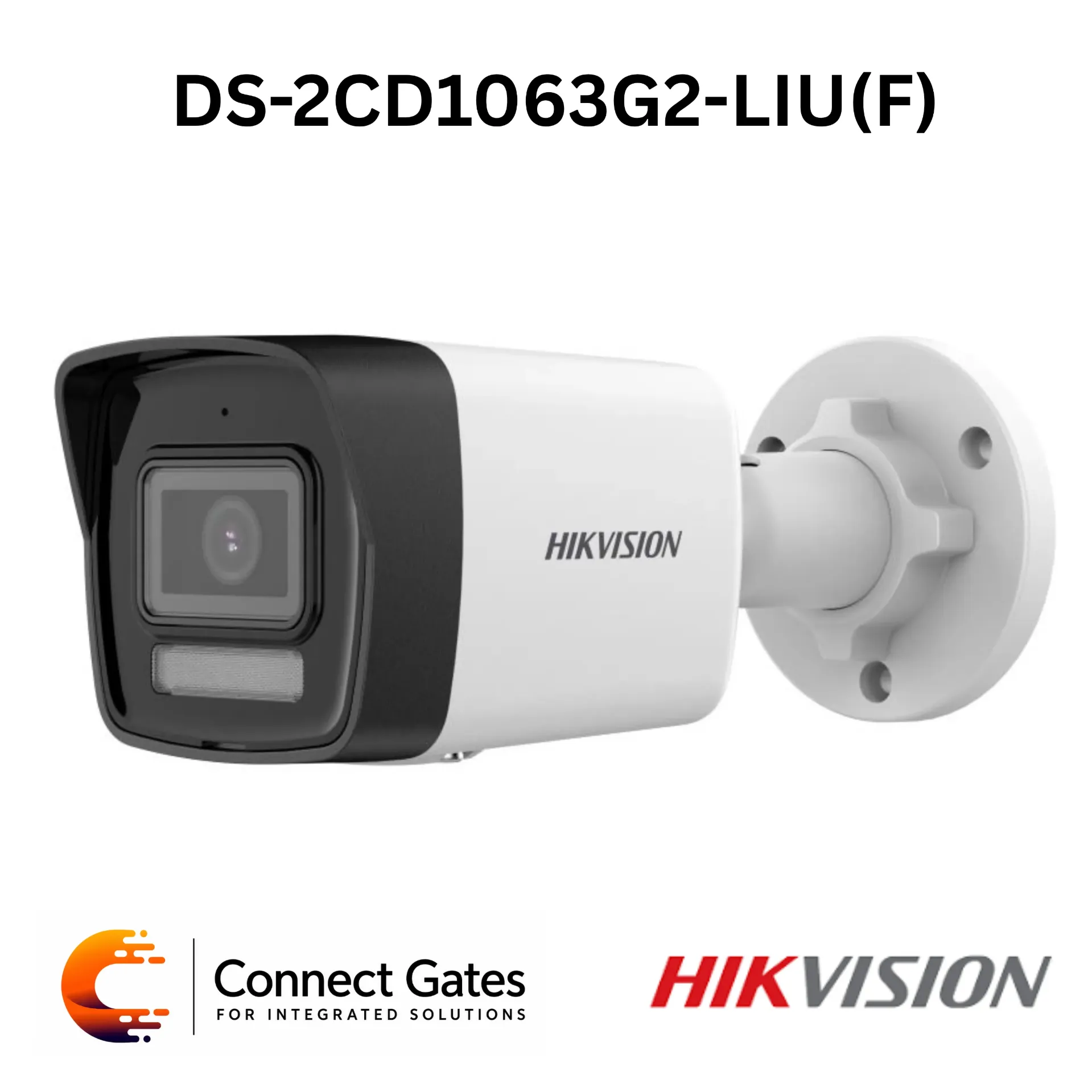 [DS-2CD1063G2-LIU] Hikvision DS-2CD1063G2-LIU – 6MP Smart Hybrid Light Fixed Bullet Network Camera with Human & Vehicle Detection, Built-in Mic, 30m IR/White Light, 120dB WDR, H.265+, PoE & IP67