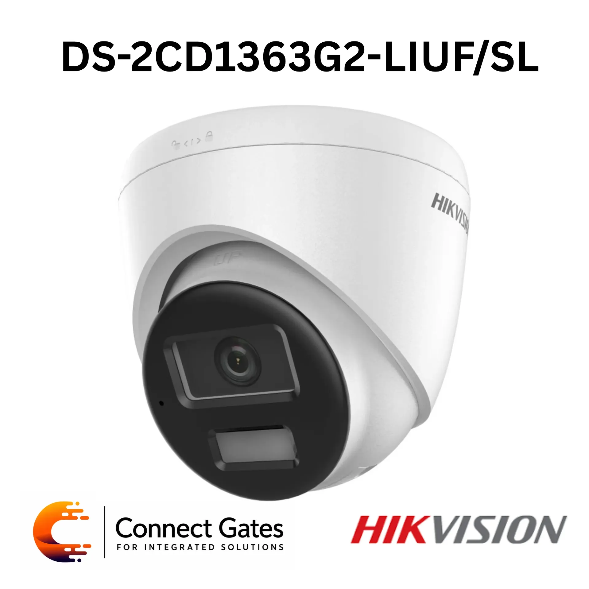 Hikvision DS-2CD1363G2-LIUF/SL – 6MP Smart Hybrid Light Fixed Turret Network Camera with Two-Way Audio, Human & Vehicle Detection, H.265+ & IP67