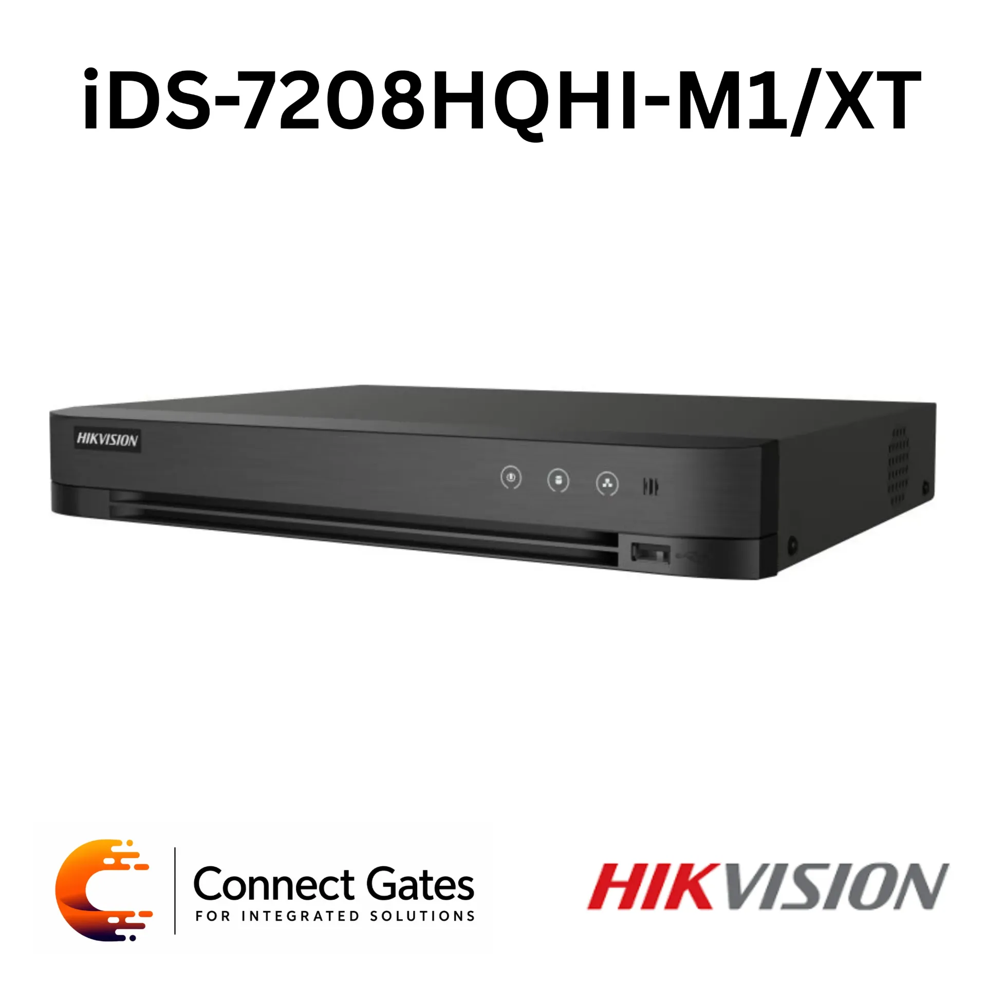 Hikvision iDS-7208HQHI-M1/XT – 8-Channel 1080p AcuSense DVR with H.265 Pro+, 12 IP Camera Inputs, Facial Recognition, AcuSearch & 1 SATA HDD Bay