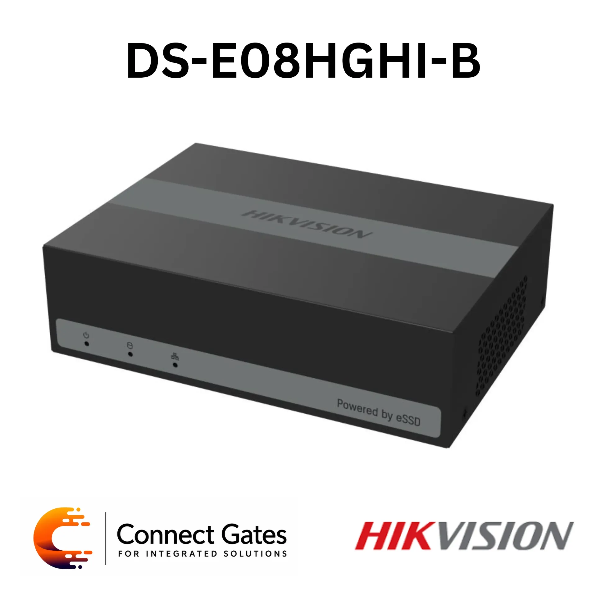 Hikvision DS-E08HGHI-B – 8-Channel 1080p Lite 1U H.265 eSSD DVR with Built-in 512GB eSSD, Motion Detection 2.0, 2 IP Camera Support & Audio Over Coax