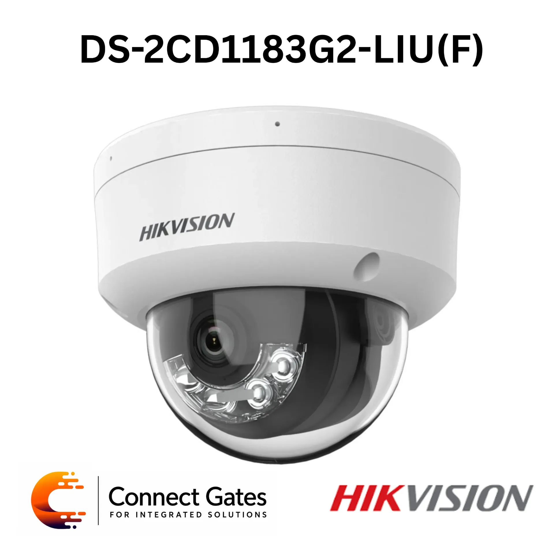 [DS-2CD1183G2-LIU] Hikvision DS-2CD1183G2-LIU – 8MP Smart Hybrid Light Fixed Dome Network Camera with Human/Vehicle Detection, Built-in Microphone, 512GB SD Support, IP67 & IK08