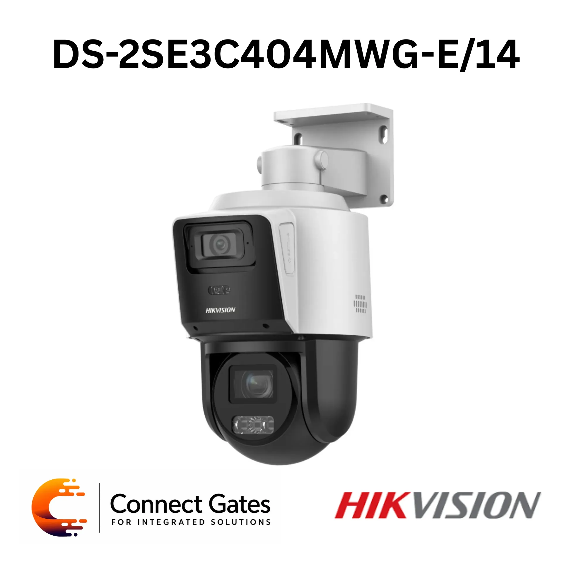 [DS-2SE3C404MWG-E/14] Hikvision DS-2SE3C404MWG-E/14 – TandemVu 4MP + 4MP 4X PoE PTZ Network Camera with DarkFighter, Hybrid Light, Human & Vehicle Detection
