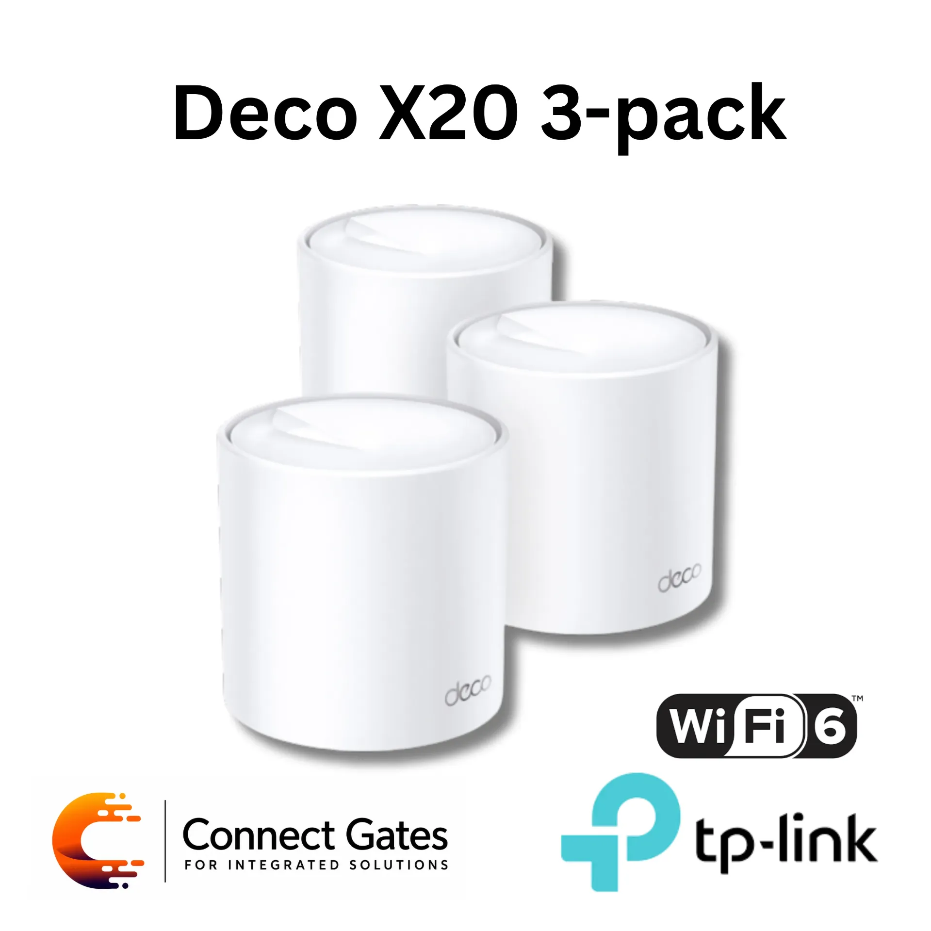 [Deco X20 (3-Pack)] TP-Link Deco X20 (3-Pack) – AX1800 Whole Home Mesh Wi-Fi 6 System with Dual-Band Wi-Fi, 2 Gigabit Ports, WPA3, OFDMA & MU-MIMO