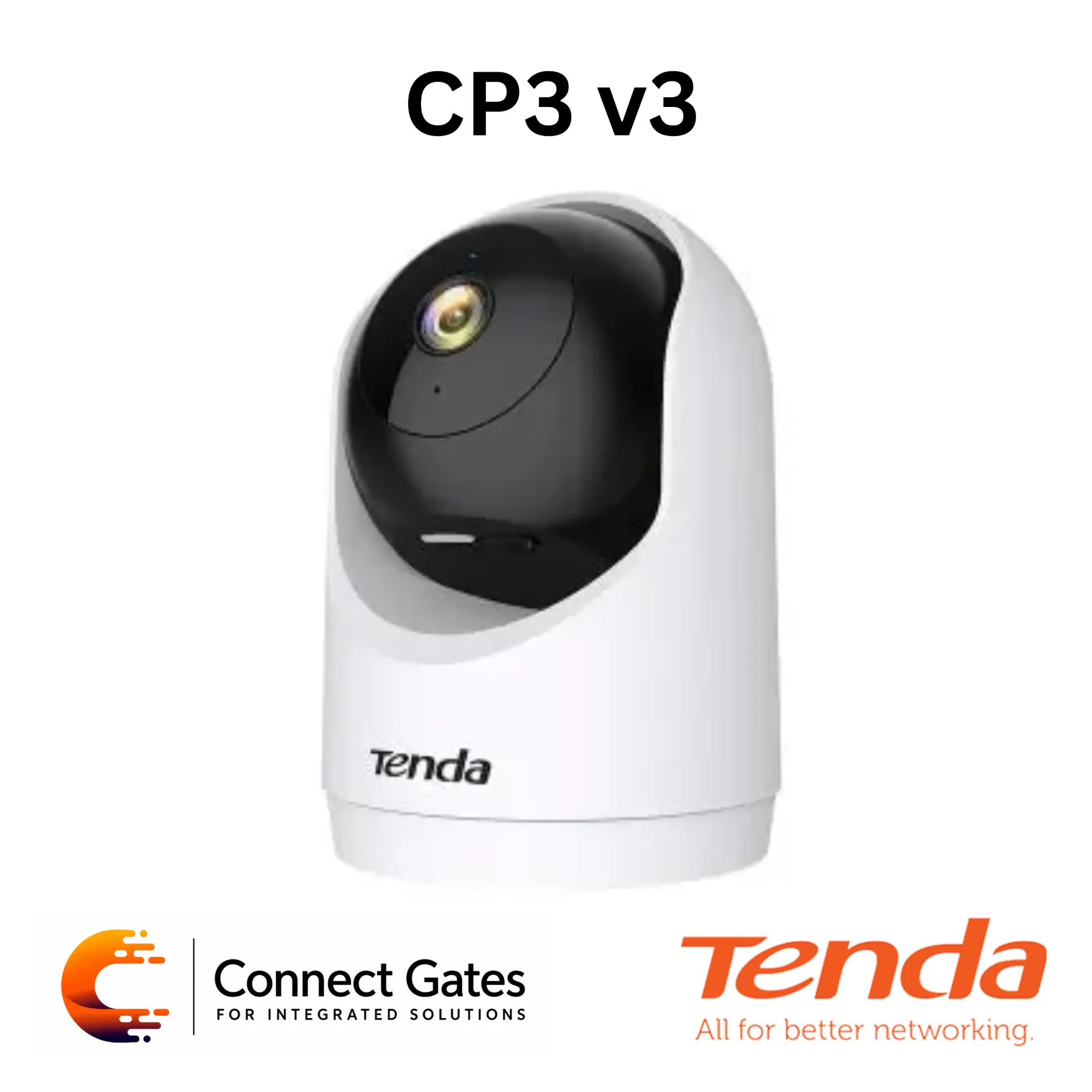 [CP3] Tenda CP3 v3 3MP 2K Indoor Pan/Tilt Wi-Fi Security Camera – Wi-Fi 6, Human Detection, Two-Way Audio, Night Vision, MicroSD Storage.