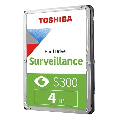 [4TB TOSHIBA] Toshiba S300 4TB Internal Surveillance Hard Drive – 3.5”, SATA 6Gb/s, 5400RPM, Up to 256MB Cache, 24/7 Operation, Up to 64 Cameras, 180TB/Year Workload.