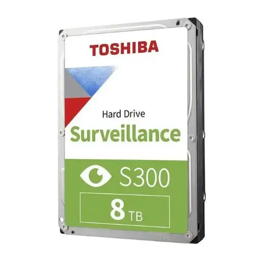 [8TB TOSHIBA] Toshiba S300 8TB Internal Surveillance Hard Drive – 3.5”, SATA 6Gb/s, 7200RPM, 256MB Cache, 24/7 Operation, Up to 64 Cameras, 180TB/Year Workload.