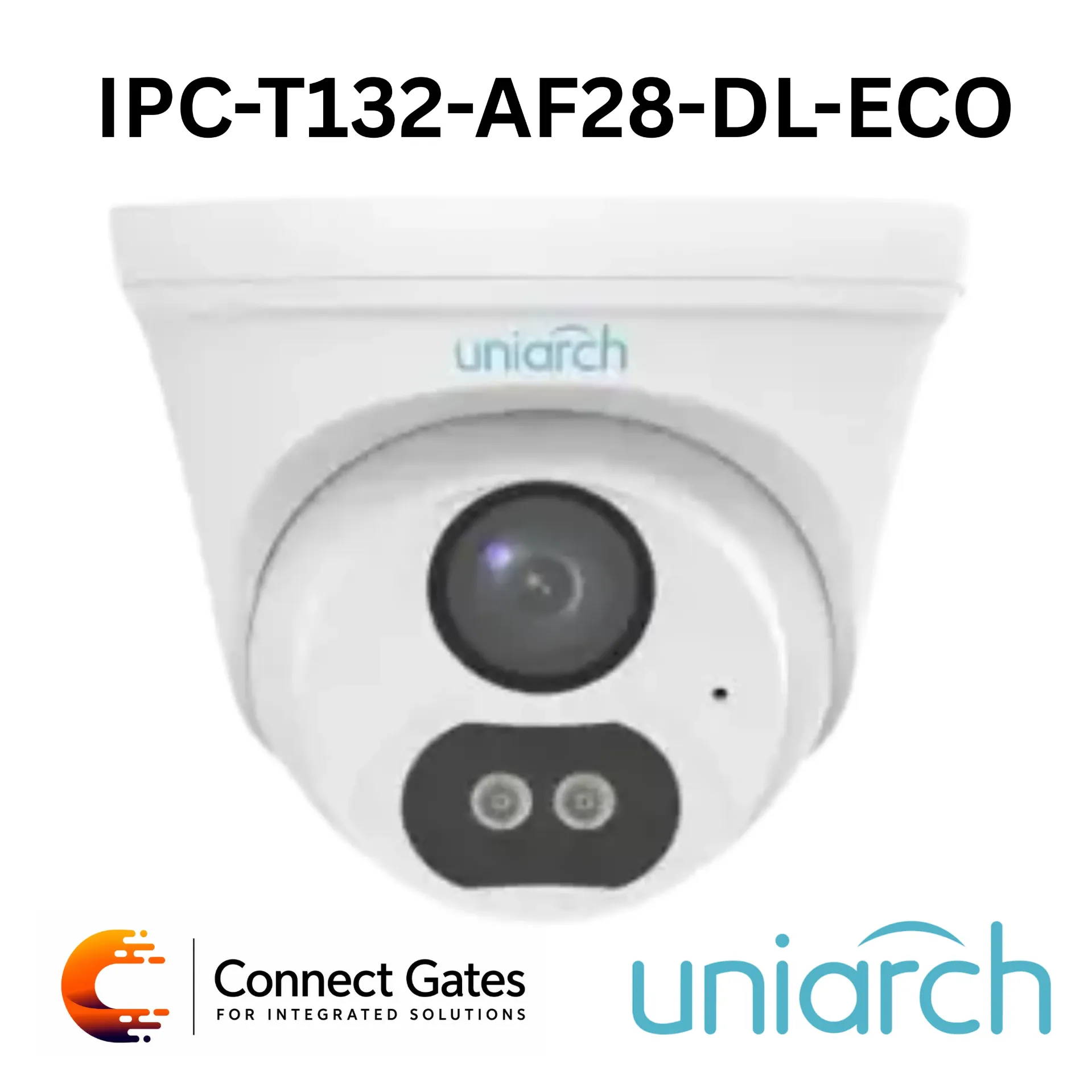 [IPC-T132-AF28-DL-E] Uniarch IPC-T132-AF28-DL-ECO – 2MP Dual Light Turret IP Camera