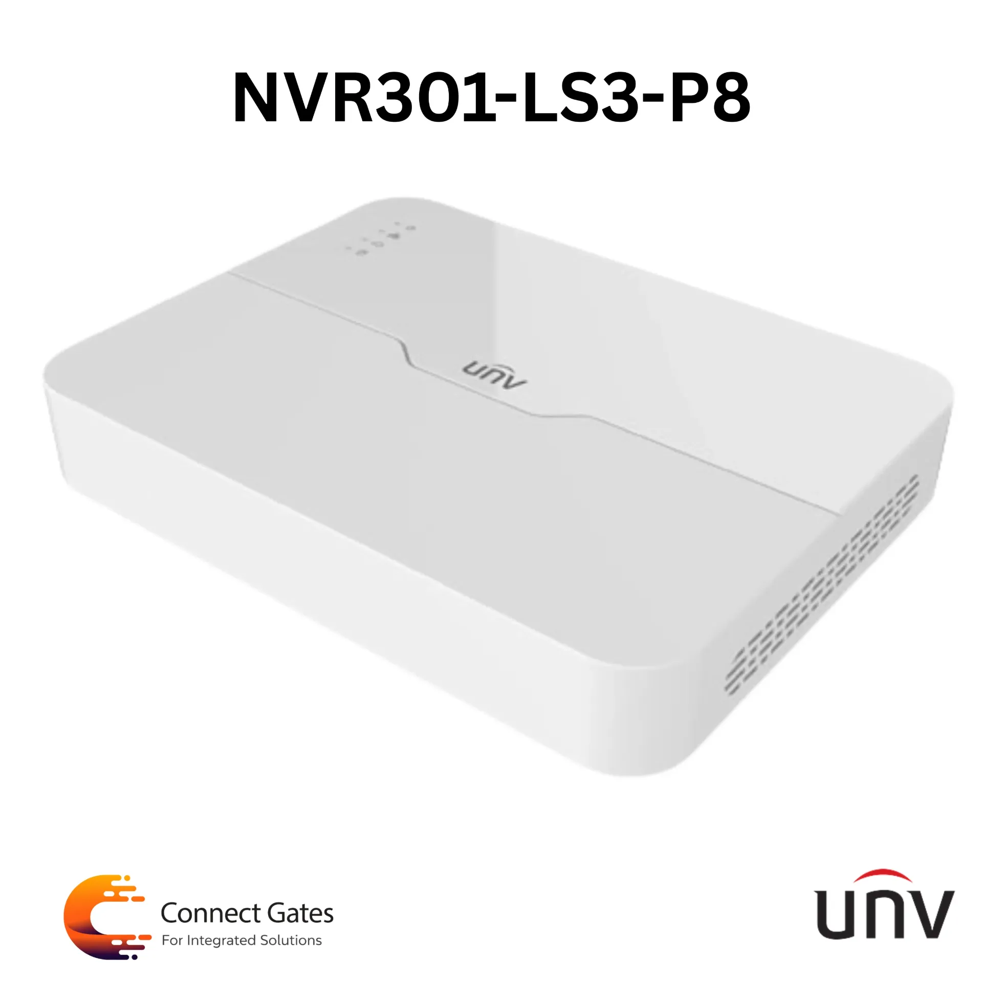 [NVR301-08LS3-P8] UNV NVR301-LS3-P8 Series – 8/16 Channel 4K PoE Network Video Recorder, Plug & Play, Ultra 265, ONVIF, Smart IPC Support, HDMI 4K, 8 Built-in PoE Ports