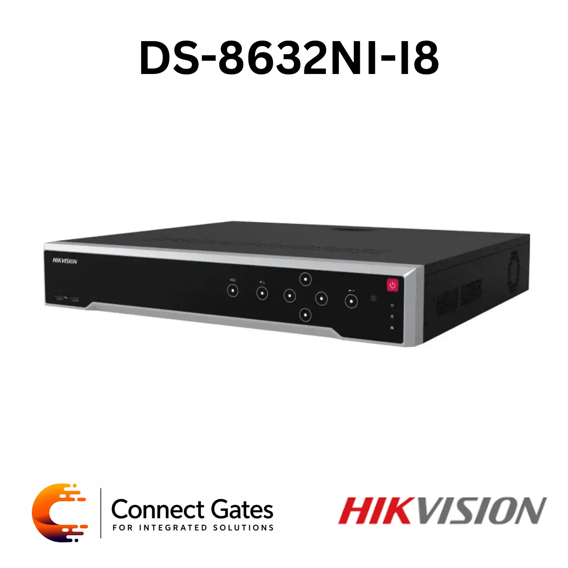 [DS-8632NI-I8] Hikvision DS-8632NI-I8 – 32-Channel Professional NVR with H.265, 8 SATA Bays, Dual HDMI/VGA Output, 320Mbps Incoming Bandwidth & 2U Rack-Mounted Chassis