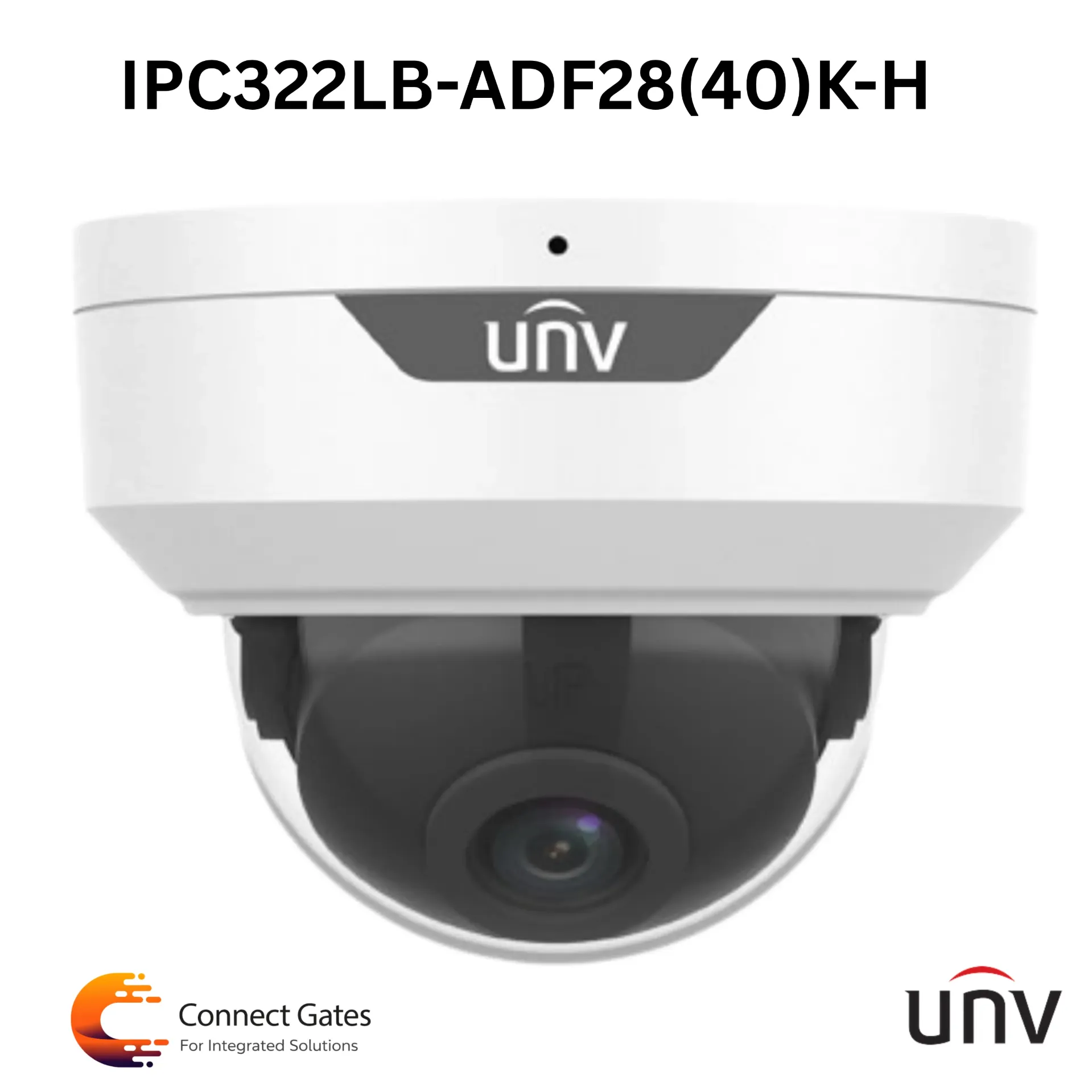 [IPC322LB-ADF28(40)K-H] UNV IPC322LB-ADF28(40)K-H 2MP IP Dome Camera, True WDR, Built-in Mic, AI Detection, IP67, IK10