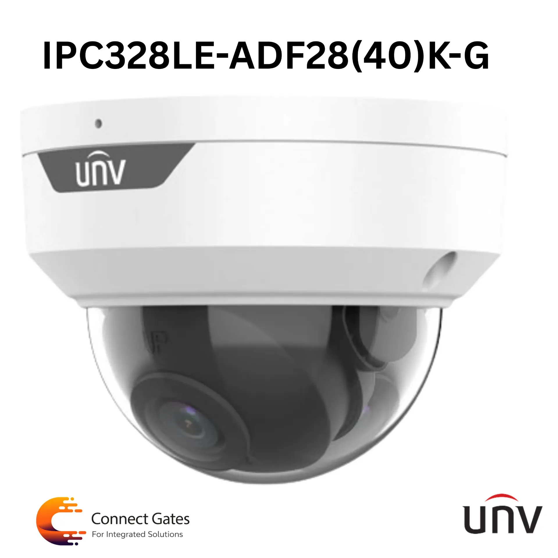 [IPC328LE-ADF28K-G] UNV IPC328LE-ADF28(40)K-G – 8MP 4K IP Dome Camera, True WDR, Built-in Mic, AI Detection, IR 30m, Micro SD, IP67, IK10