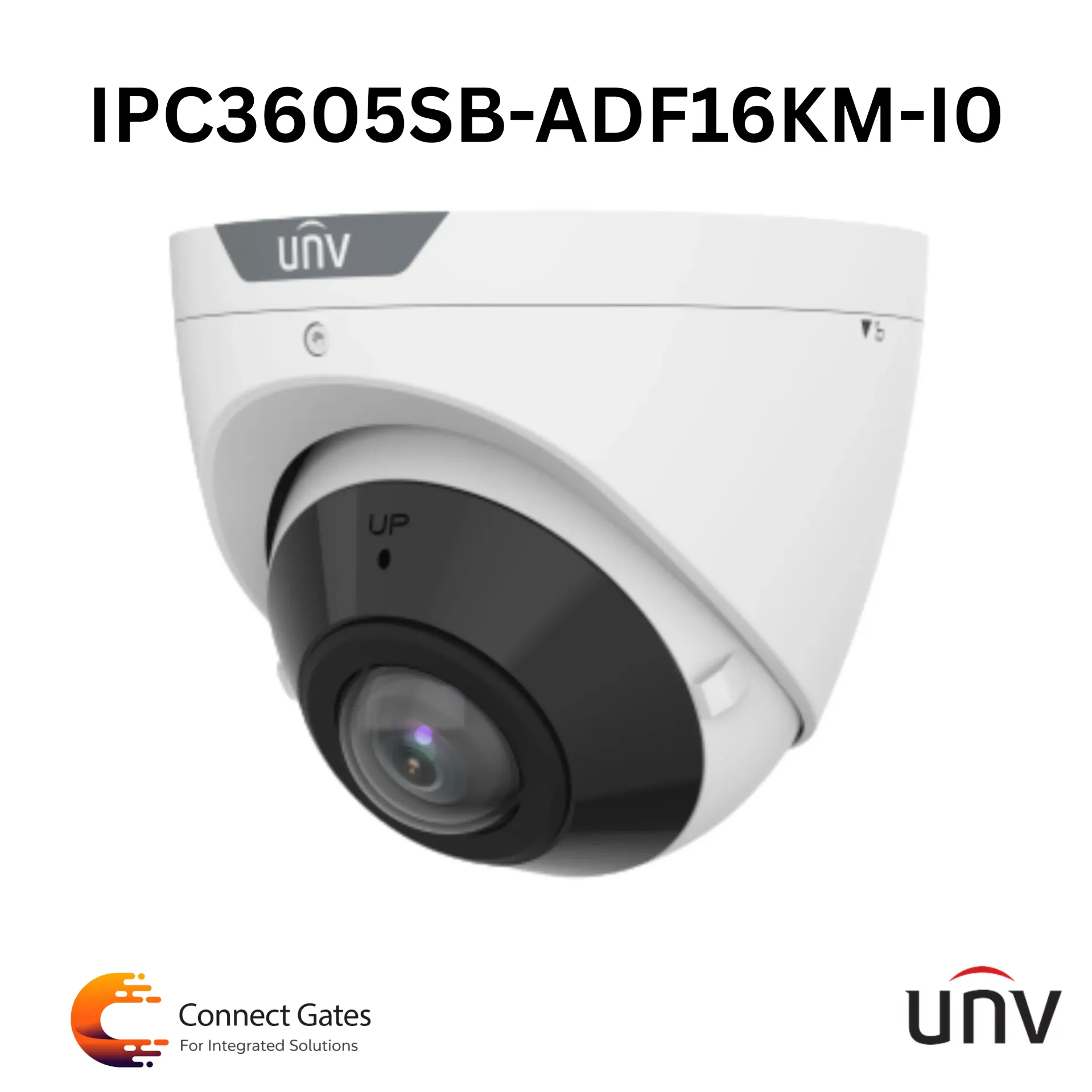 [IPC3605SB-ADF16KM-I0] UNV IPC3605SB-ADF16KM-I0 – 5MP IP Wide Angle Turret Camera, 180° View, True WDR, Built-in Mic, AI Detection, IR 20m, Micro SD, IP67, IK10