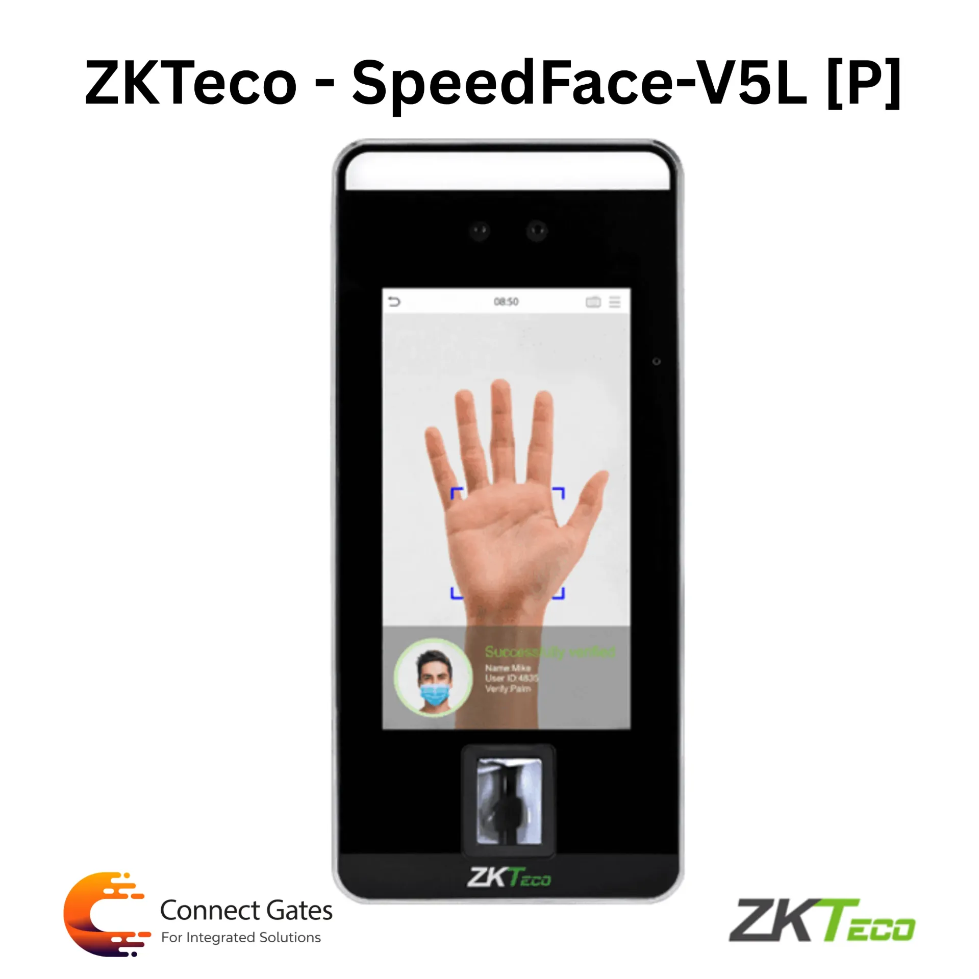 [SPEEDFACE-V5L] ZKTeco SpeedFace-V5L [P] – Advanced Face, Palm & Fingerprint Access Control Device