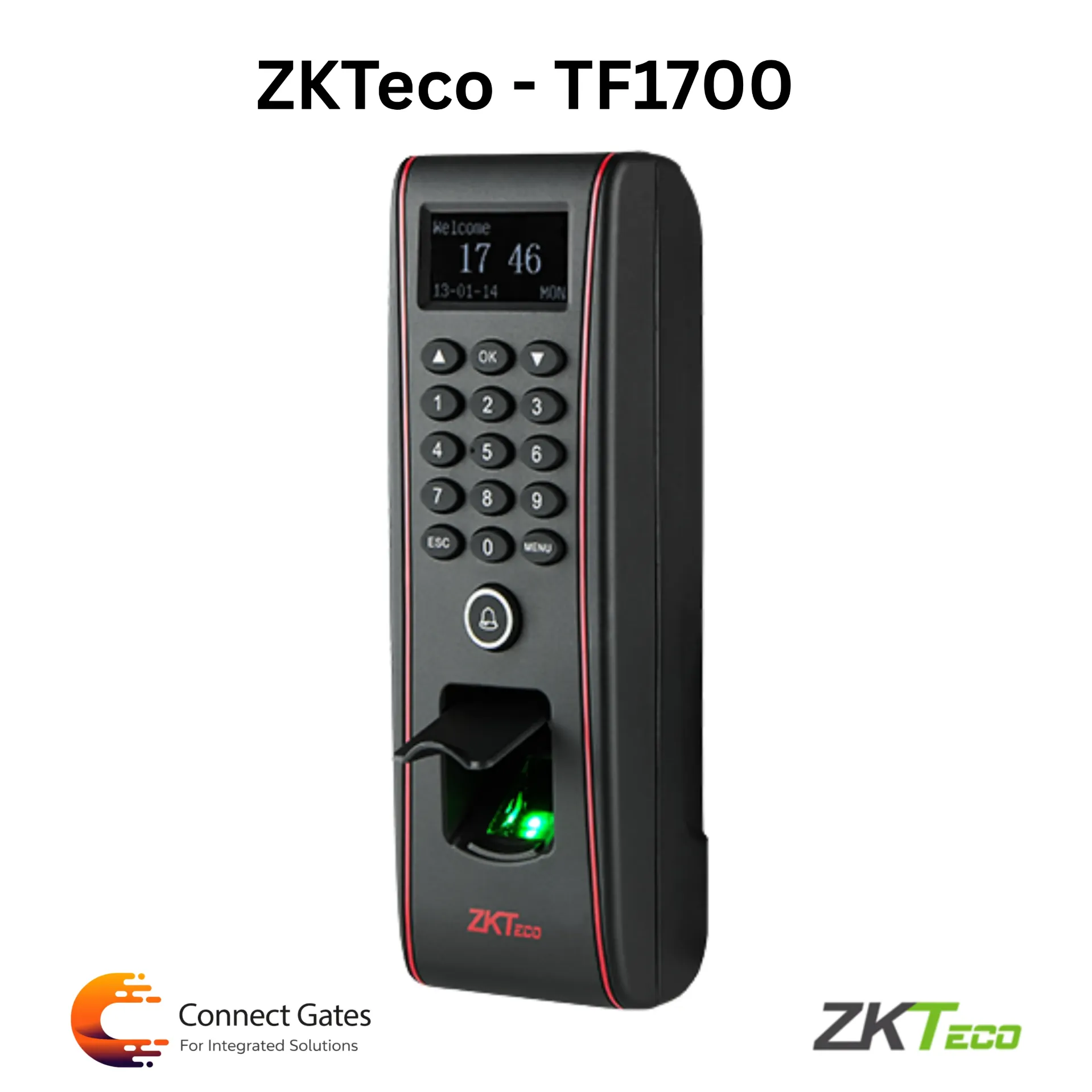 [TF1700] ZKTeco TF1700 – Outdoor Fingerprint & RFID Access Control Terminal
