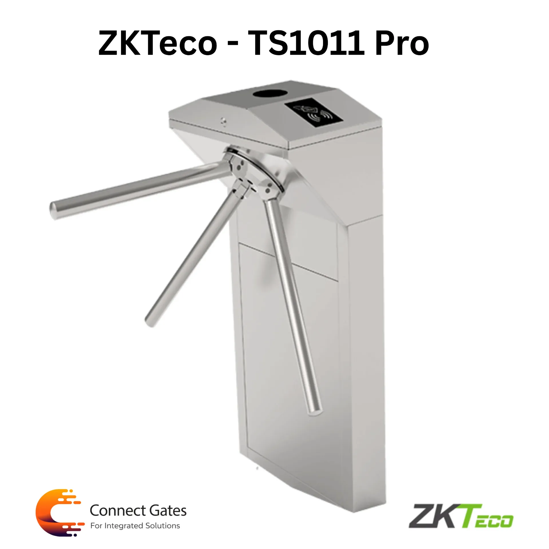 [TS1011 Pro] ZKTeco TS1011 Pro – Professional Stainless Steel Tripod Turnstile for Secure Pedestrian Access Control with Built-In Controller & RFID Reader