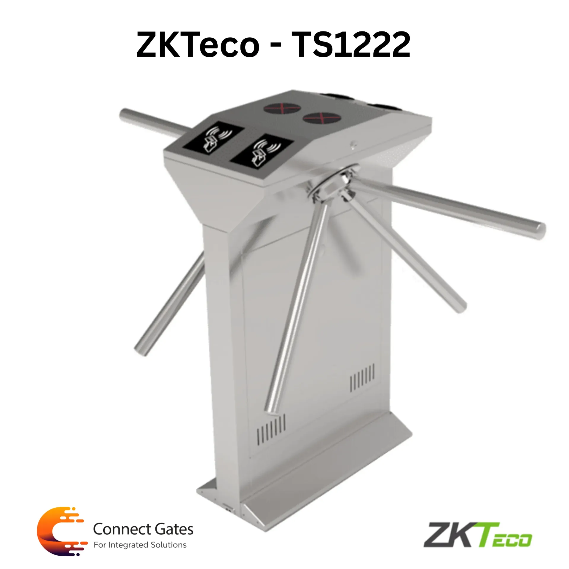 [TS1222] ZKTeco TS1222 – Professional Compact Tripod Turnstile for High-Traffic Entrance Control With Built-In Controller, RFID & Fingerprint Reader