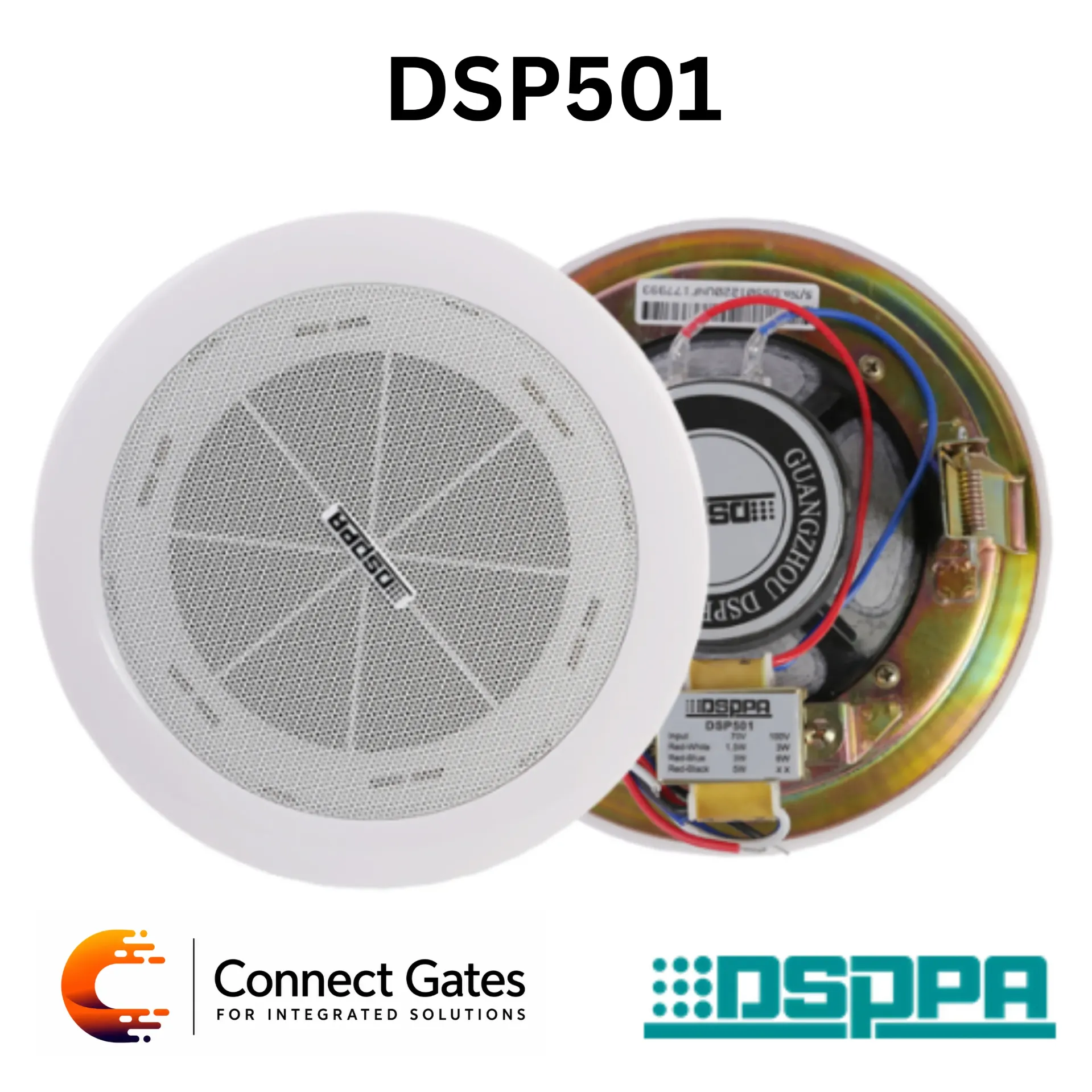 [DSP501] DSPPA DSP501 – 4.5" 1.5W–6W ABS Ceiling Speaker, 70V/100V Public Address & Background Music Speaker