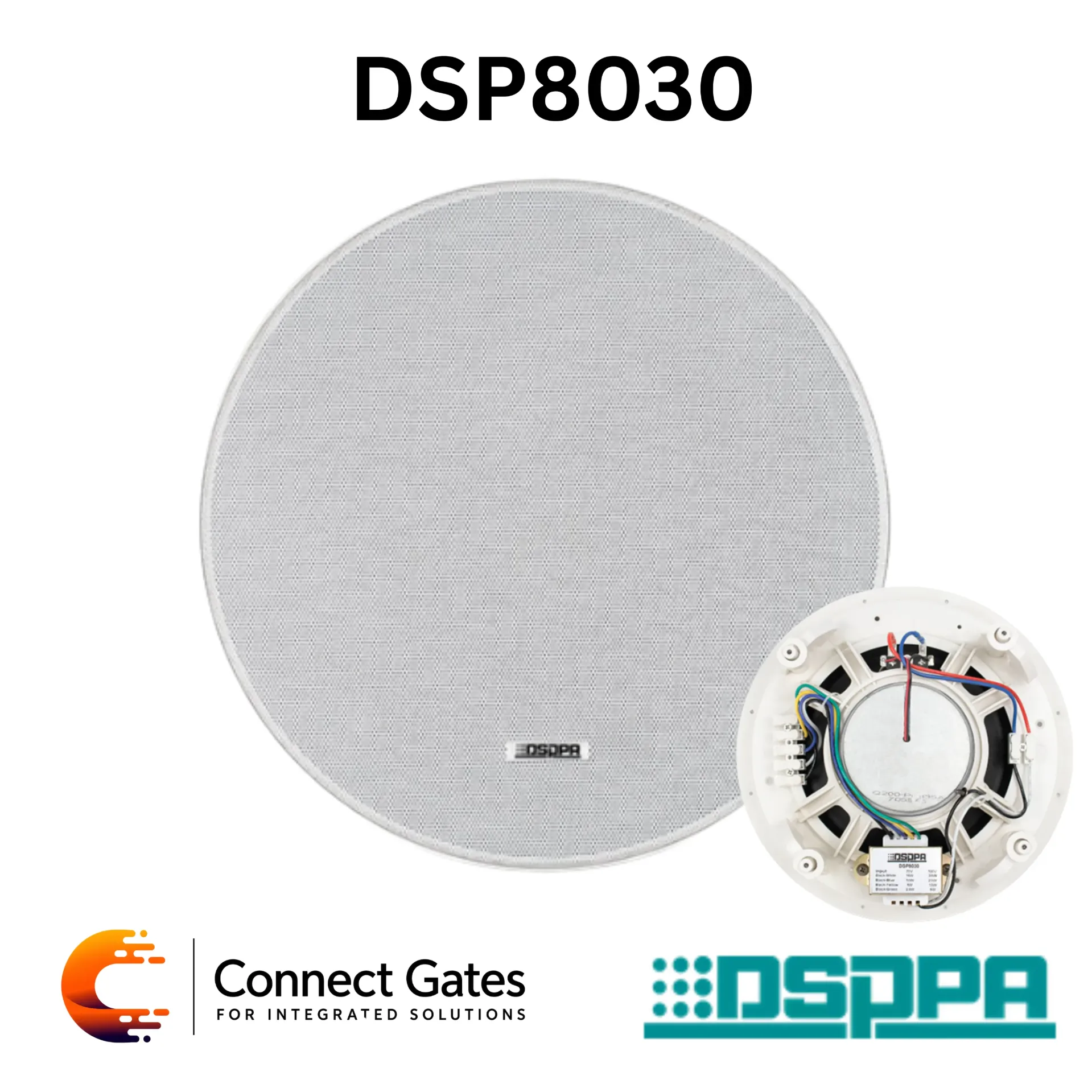 [DSP8030] DSPPA DSP8030 – 30W 8" Frameless Coaxial Ceiling Speaker, 70V/100V & 8Ω Premium High-Power Commercial Audio Speaker