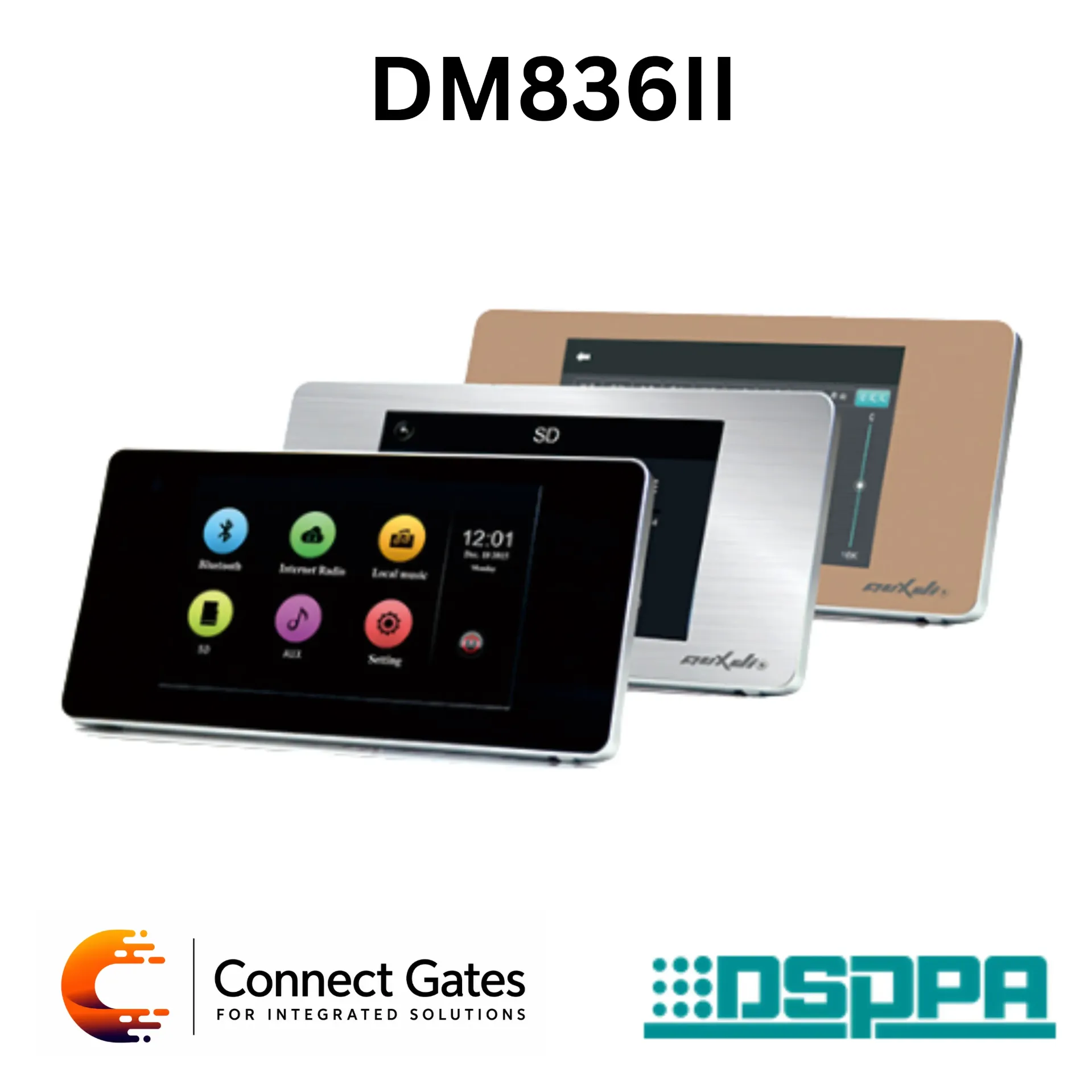 DSPPA DM836II – 2×20W Smart Wall Music Player Amplifier, 5" Touch Screen Bluetooth / Internet Radio Audio Controller with DSP Processor & 2.1 Output