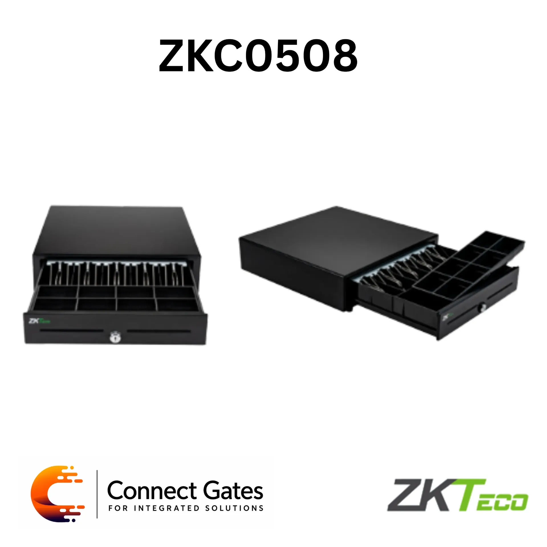 [ZKC0508] ZKTeco ZKC0508 – Metal Cash Drawer, 5 Bill Compartments, 8 Coin Slots, RJ12 Interface, Heavy-Duty Design