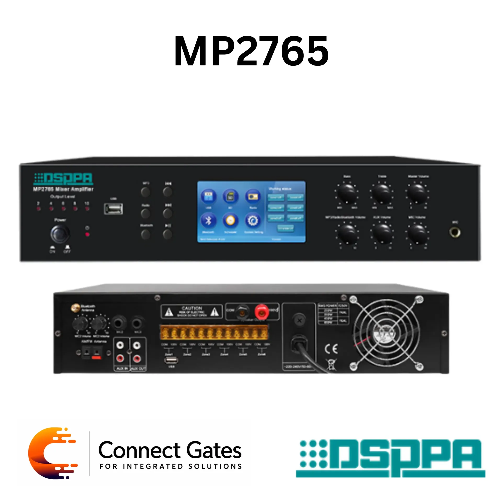 [MP2765] DSPPA MP2765UB – 120W Mini Digital Mixer Amplifier with Bluetooth, USB, FM & EMC Priority System