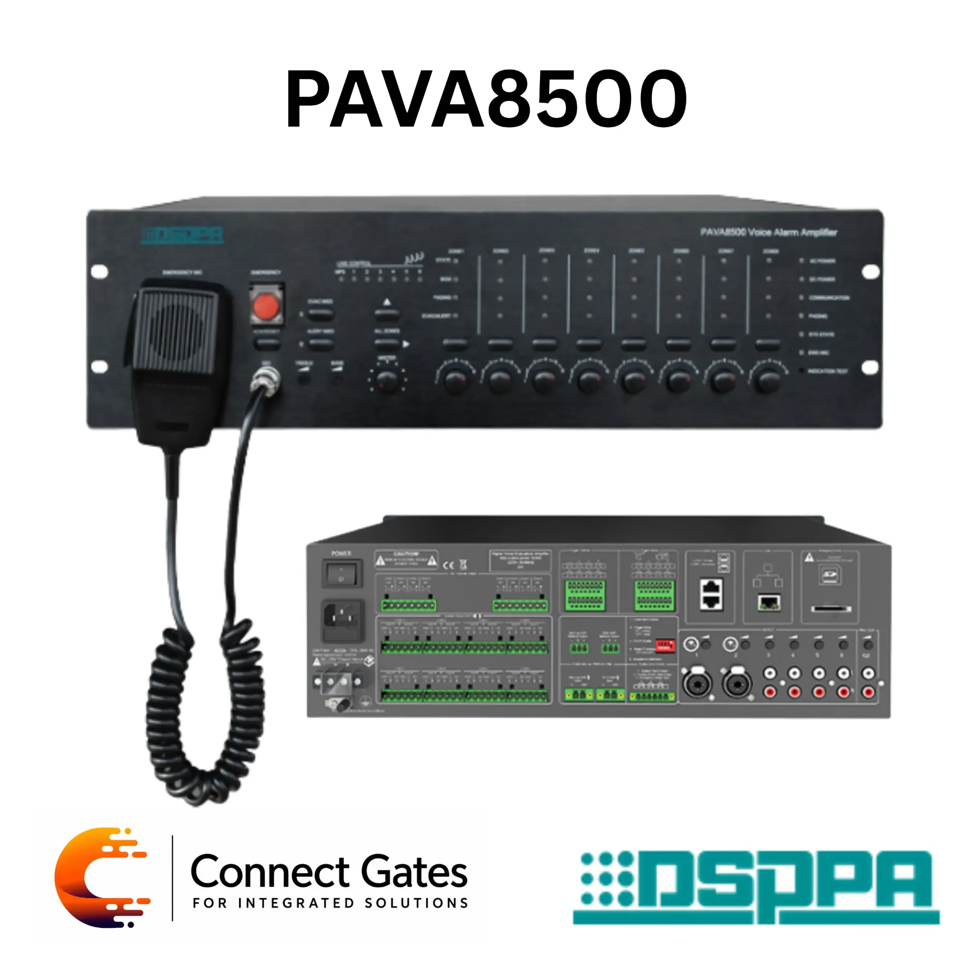 DSPPA PAVA8500 – 500W Integrated Voice Alarm Public Address System with 8-Zone Control & Emergency EVAC
