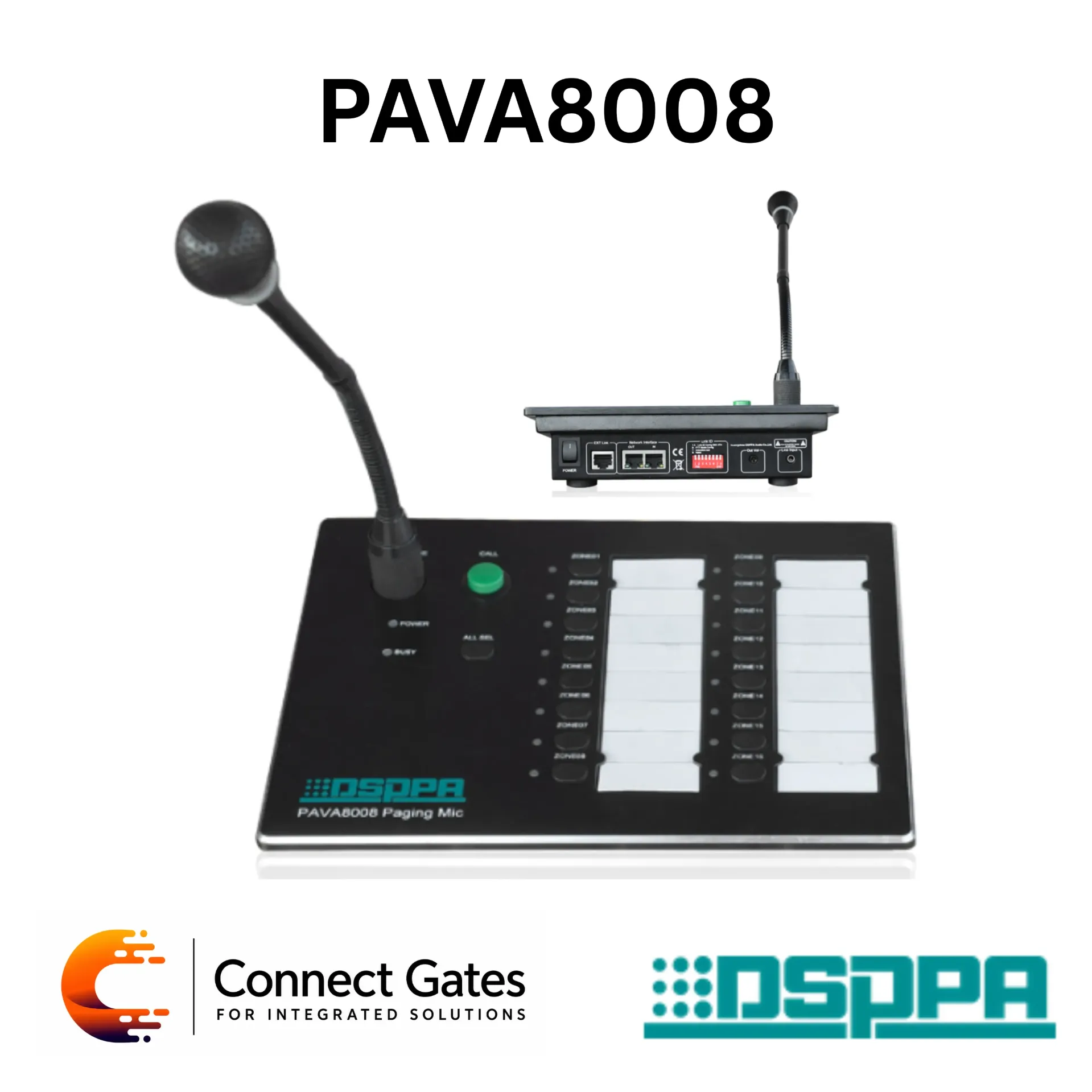 [PAVA8008] DSPPA PAVA8008 – 16-Zone Remote Paging Microphone with Dante, RJ45 & Multi-Unit Expansion for PAVA Systems