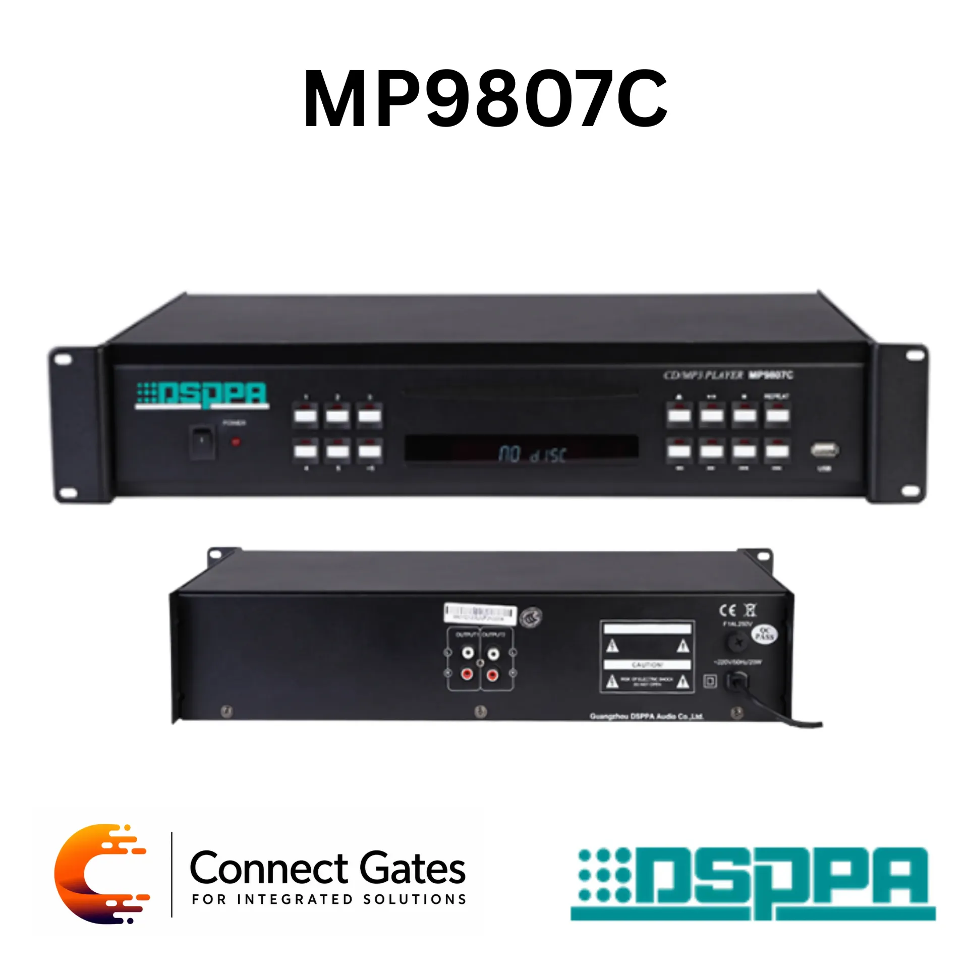 [MP9807C] DSPPA MP9807C – Professional PA System CD / MP3 Player with Bluetooth, USB & Multi-Format Playback