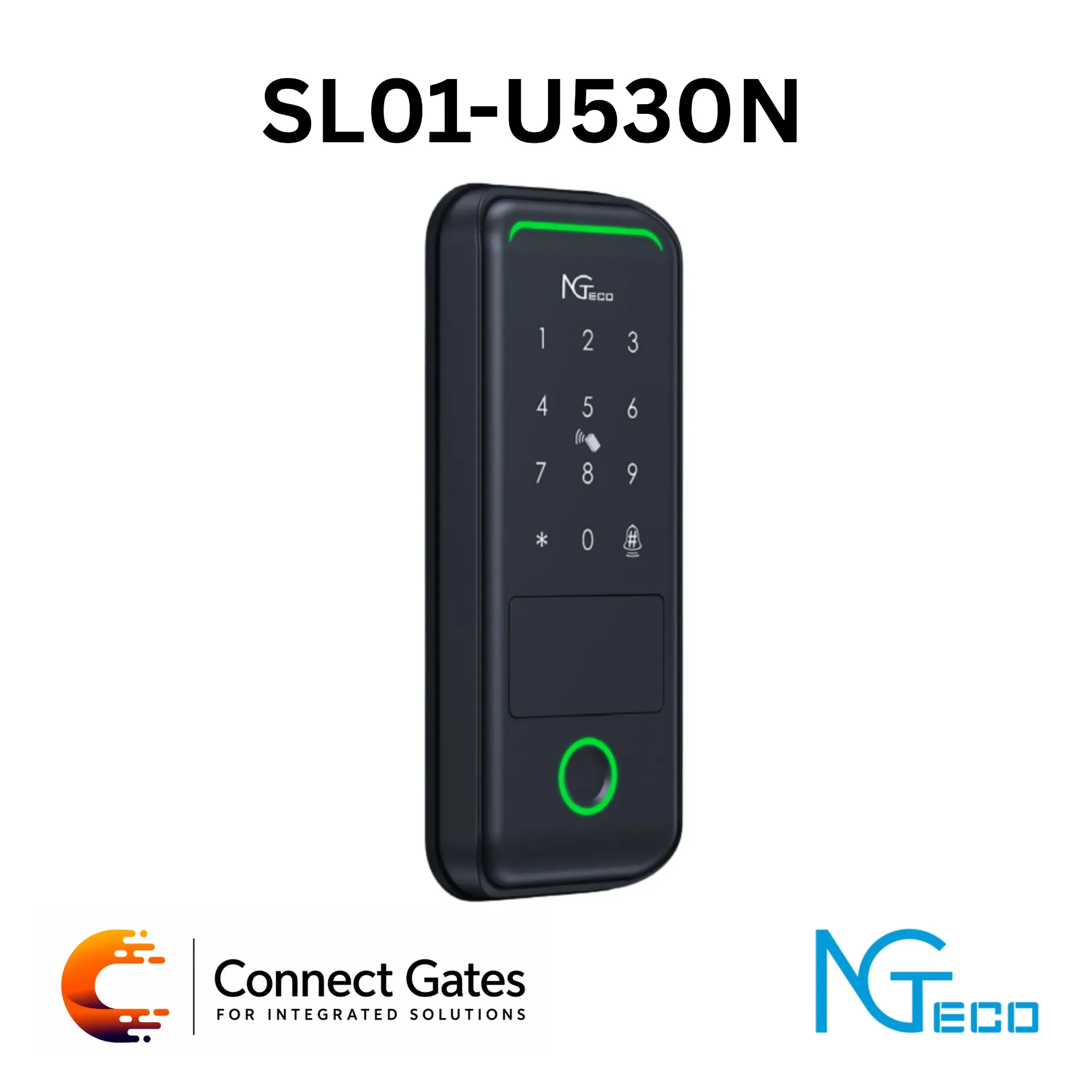 [SL01-U530N] NGTeco SL01-U530N – Smart Rim Digital Door Lock, Wi-Fi, Fingerprint + Card + Passcode + App, No Mortise Design