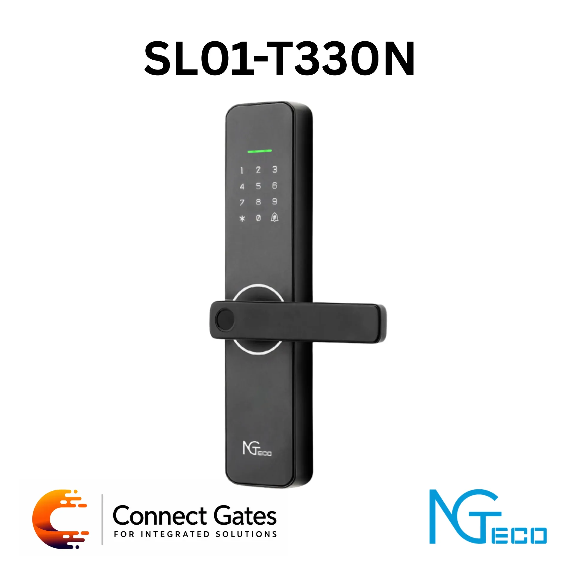 [SL01-T330N] NGTeco SL01-T330N – Wi-Fi Smart Lock, Fingerprint + Card + Passcode + NFC, Mobile App Control, European Mortise