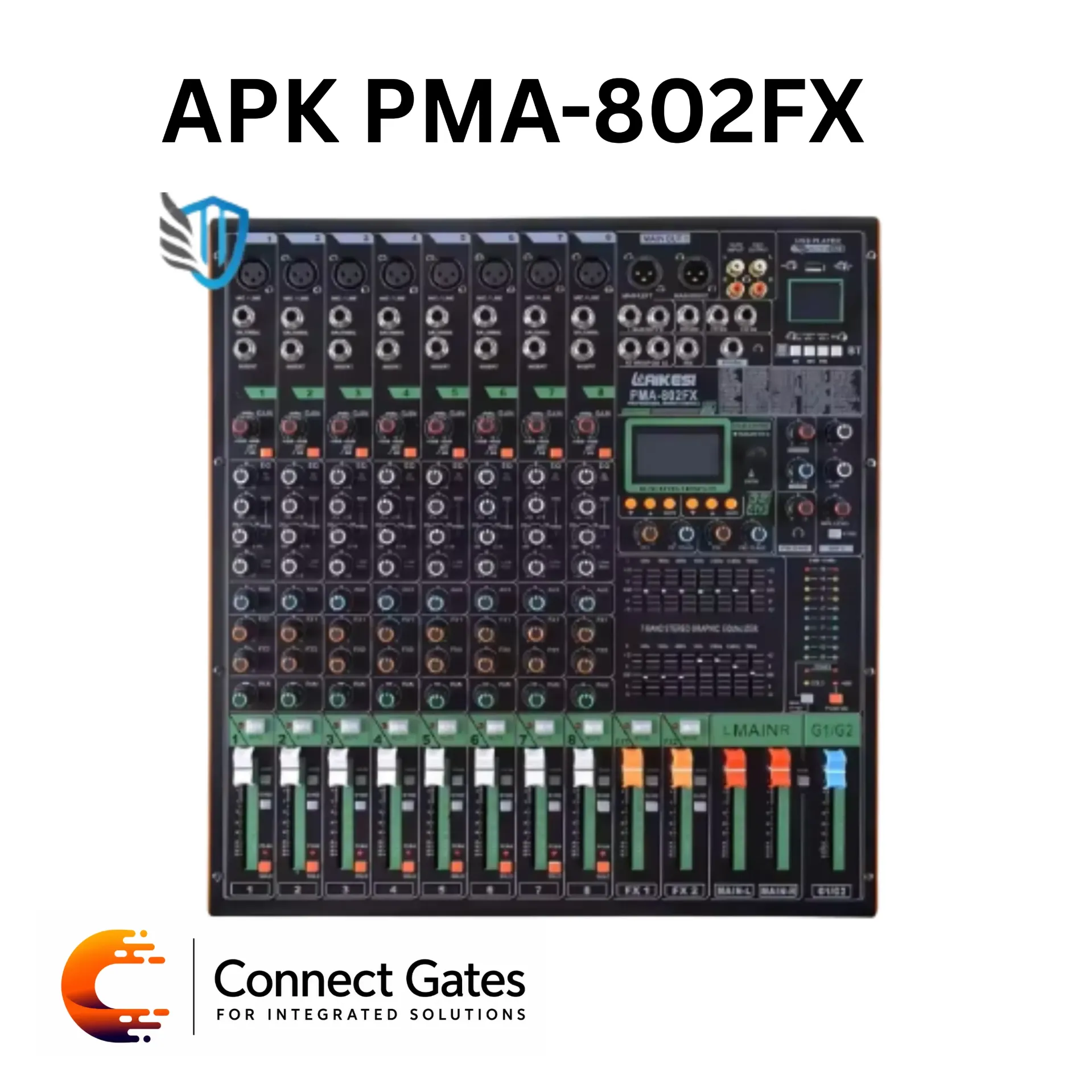 ABK PMA-802FX – 8 Channel Mixer with Dual DSP Effects (F1 & F2), Bluetooth, USB/SD & Recording