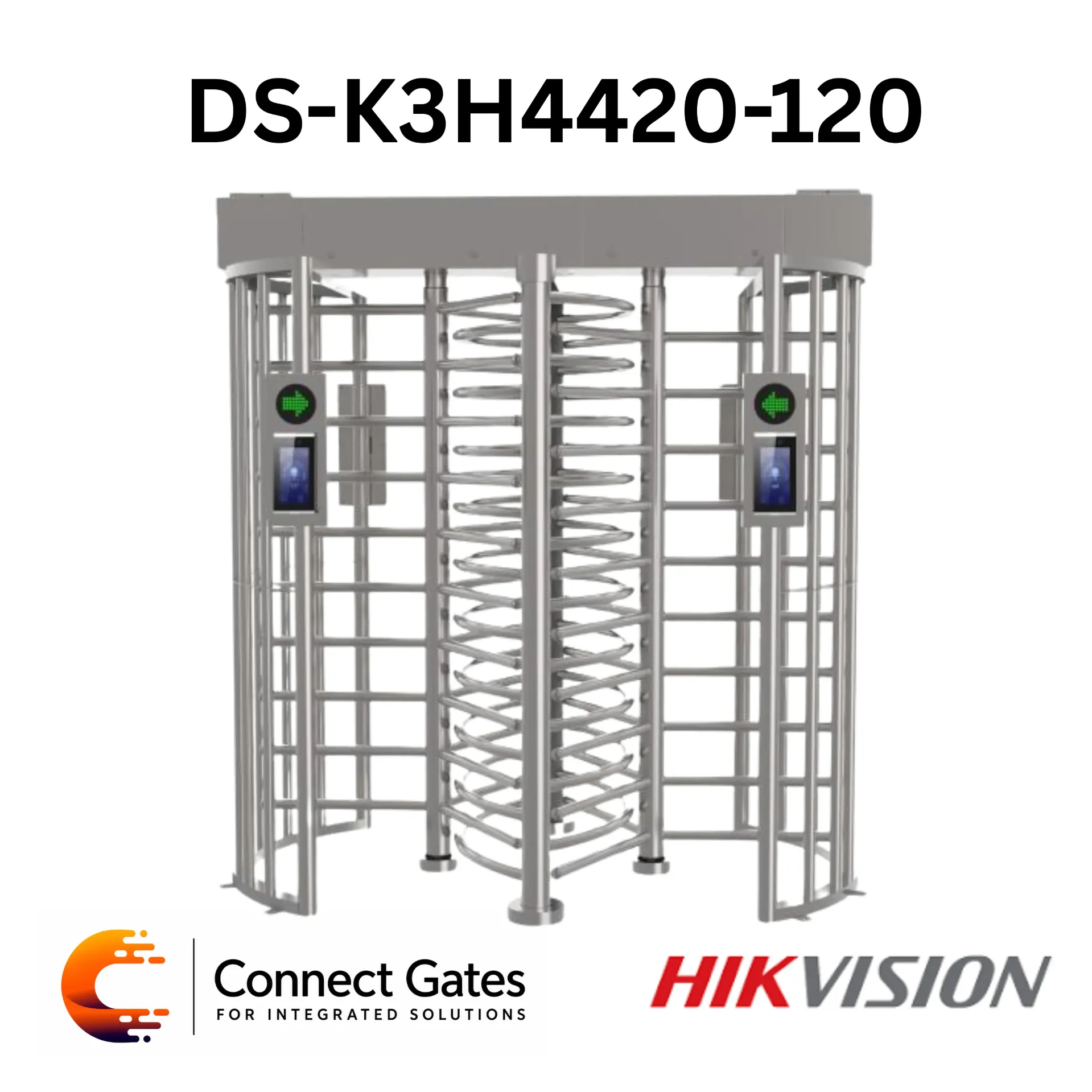 [DS-K3H4420-120] Hikvision DS-K3H4420-120 – Double Full Height Turnstile, Outdoor Dual Lane Security Gate, SUS304, High Capacity Access Control