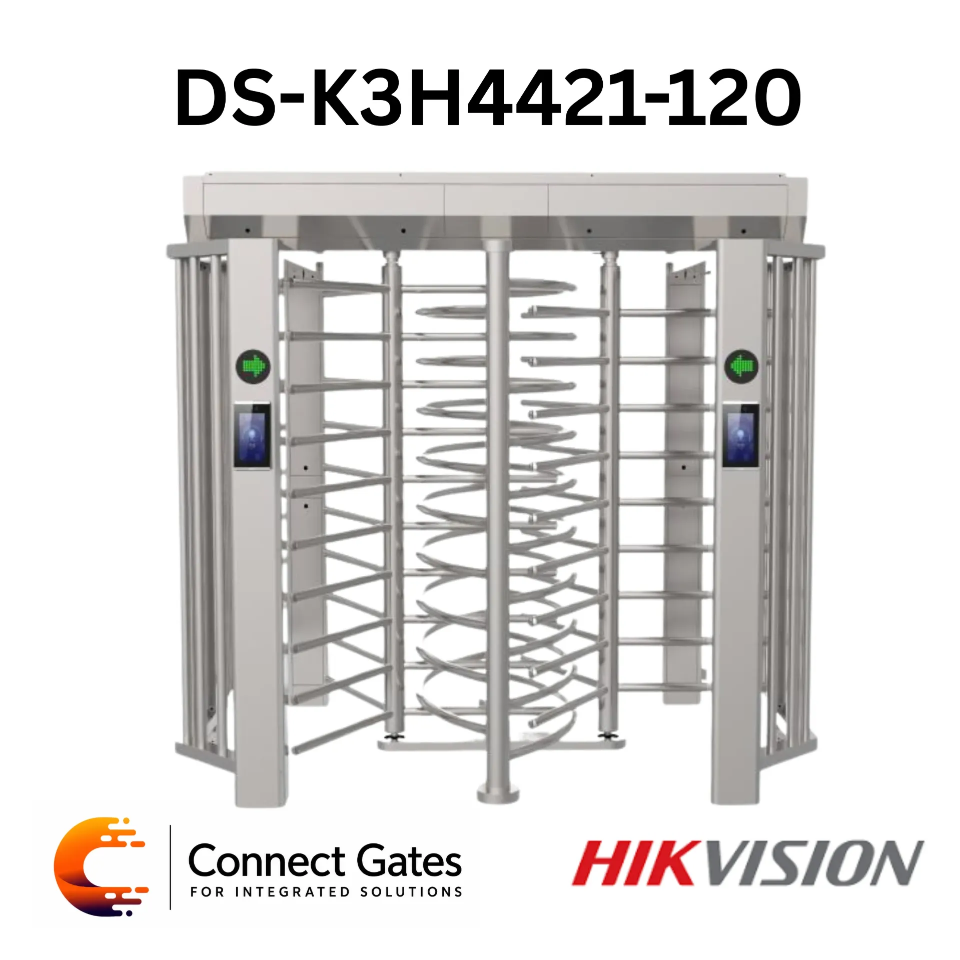[DS-K3H4421-120] Hikvision DS-K3H4421-120 – Pro Double Full Height Turnstile, Heavy Duty Dual Lane Security Gate, SUS304, High Capacity Access Control