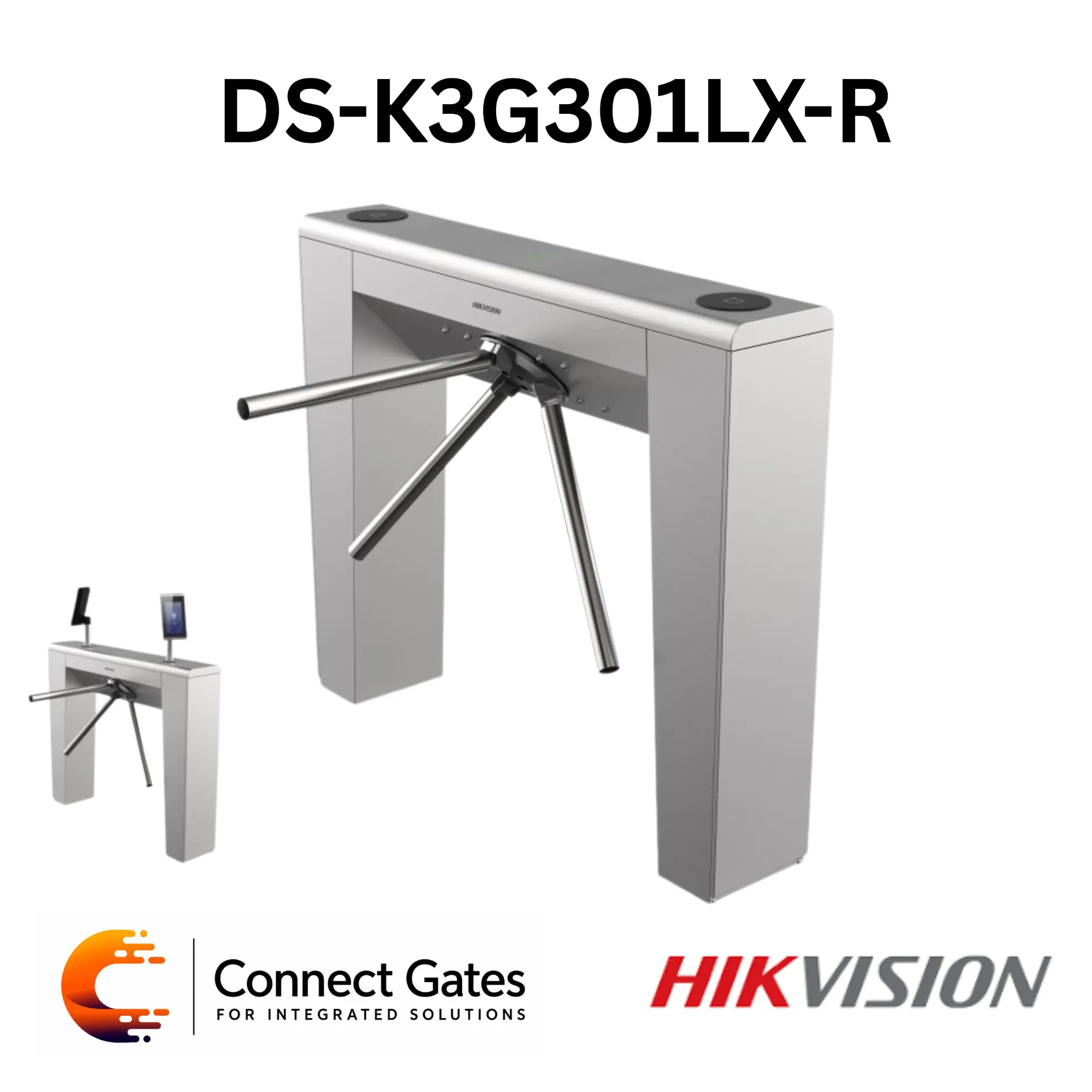 [DS-K3G301LX-R] Hikvision DS-K3G301LX-R – Value Tripod Turnstile, Extended Design Access Control Barrier, SUS304, Bi-Directional Entry