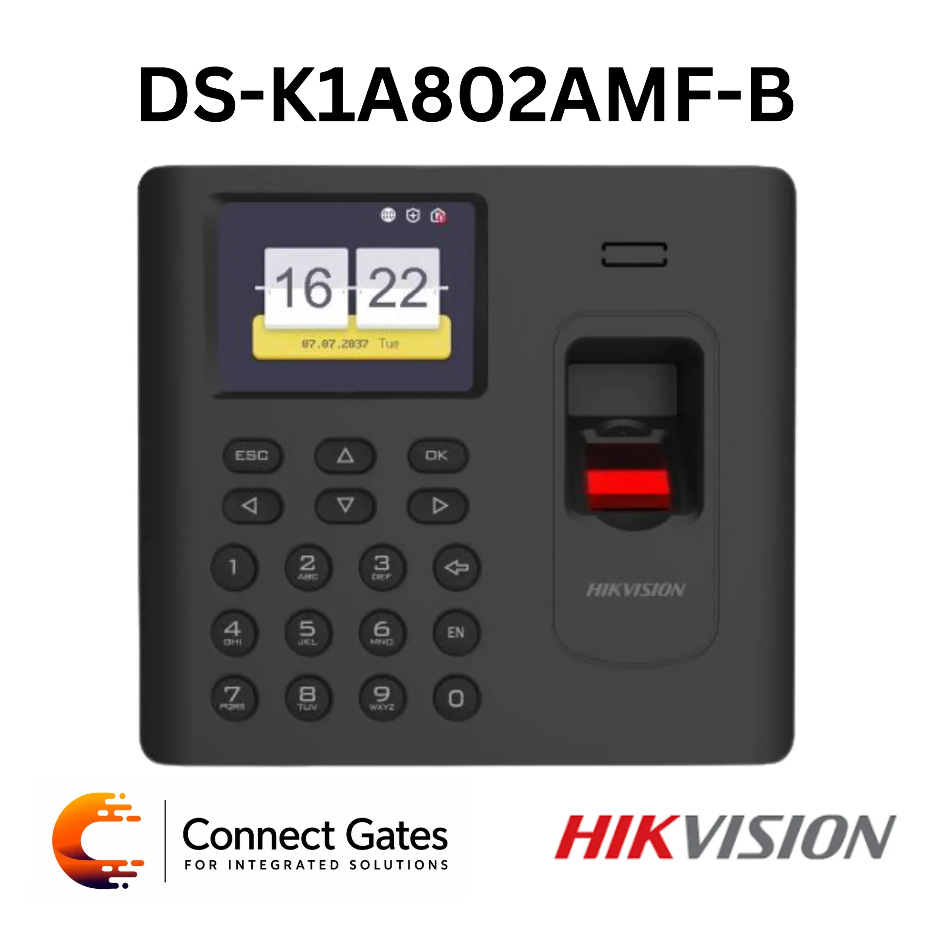 [K1A802AMF] Hikvision DS-K1A802AMF-B – Fingerprint Time Attendance Terminal with Wi-Fi