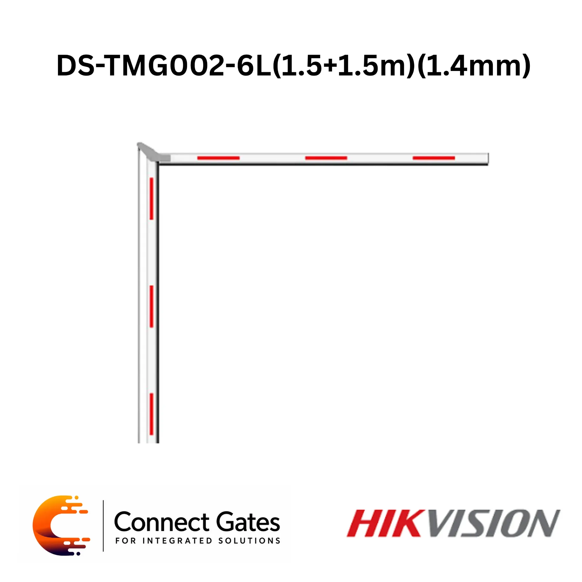 [DS-TMG002-6L – 1.5+1.5m] Hikvision DS-TMG002-6L – 1.5+1.5m Folding Boom Barrier Arm, Light Series High-Speed Aluminum Pole (1.4mm)