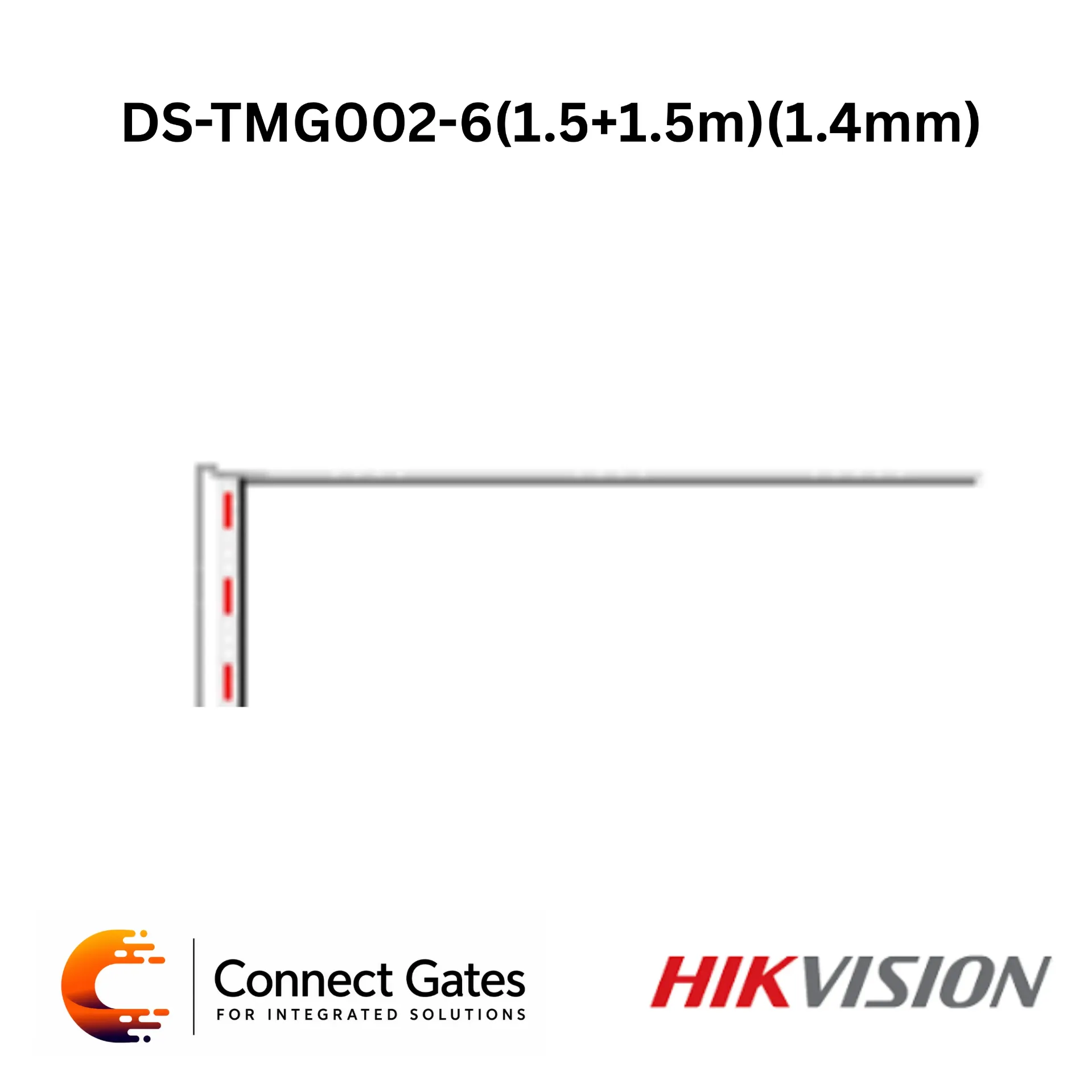 Hikvision DS-TMG002-6 – 1.5+1.5m Folding Boom Barrier Arm, Heavy-Duty Aluminum Pole (1.4mm)