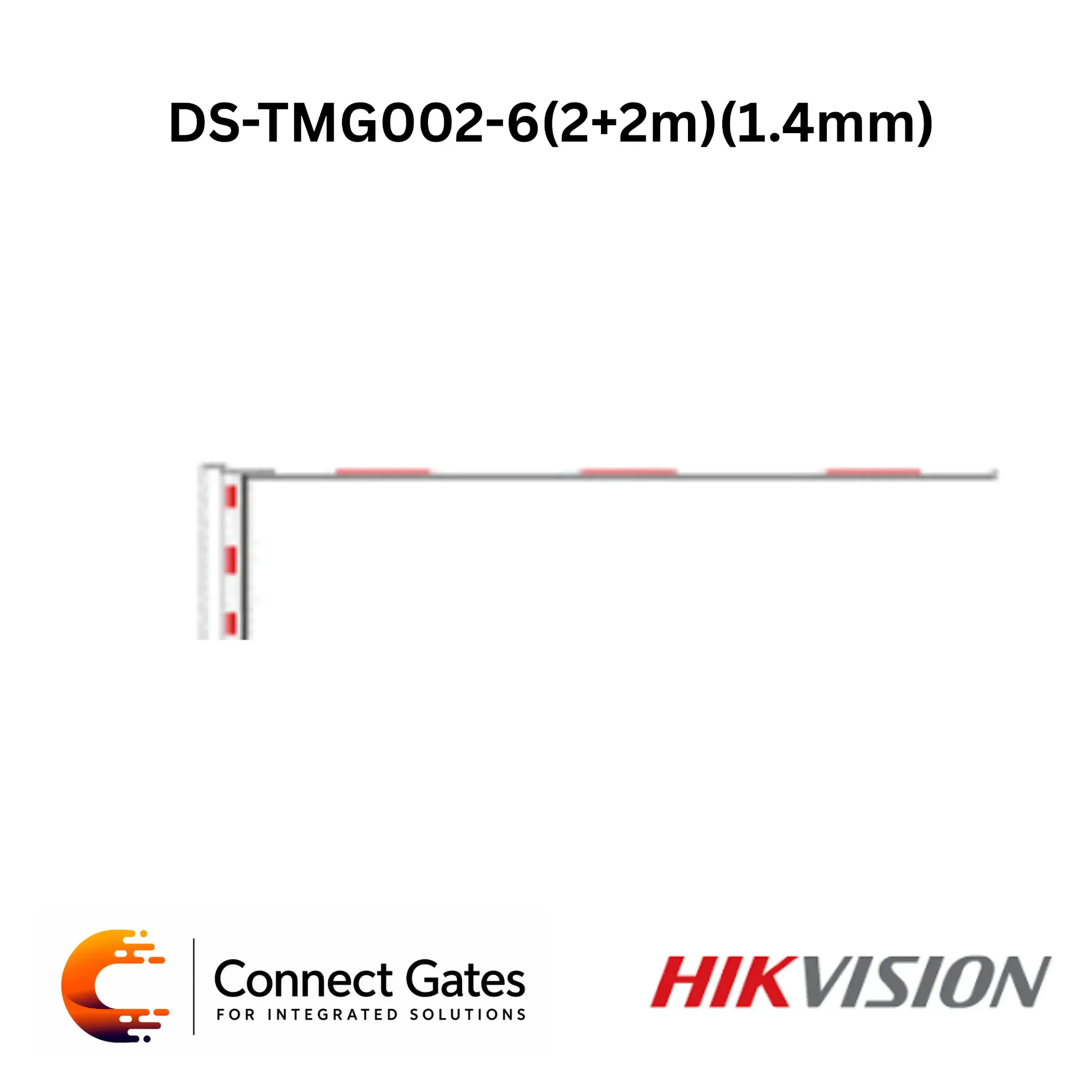 [DS-TMG002-6 – 2+2m] Hikvision DS-TMG002-6 – 2+2m Folding Boom Barrier Arm, Heavy-Duty Aluminum Pole (1.4mm)