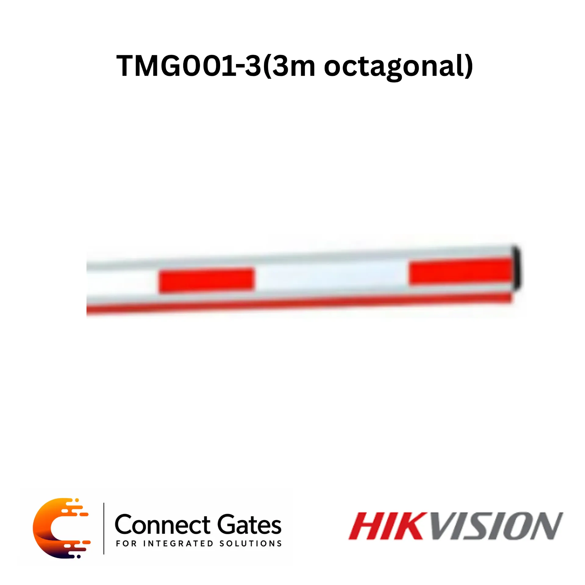 [TMG001-3 – 3m Octagonal] Hikvision TMG001-3 – 3m Octagonal Boom Barrier Arm, Reinforced Aluminum Pole