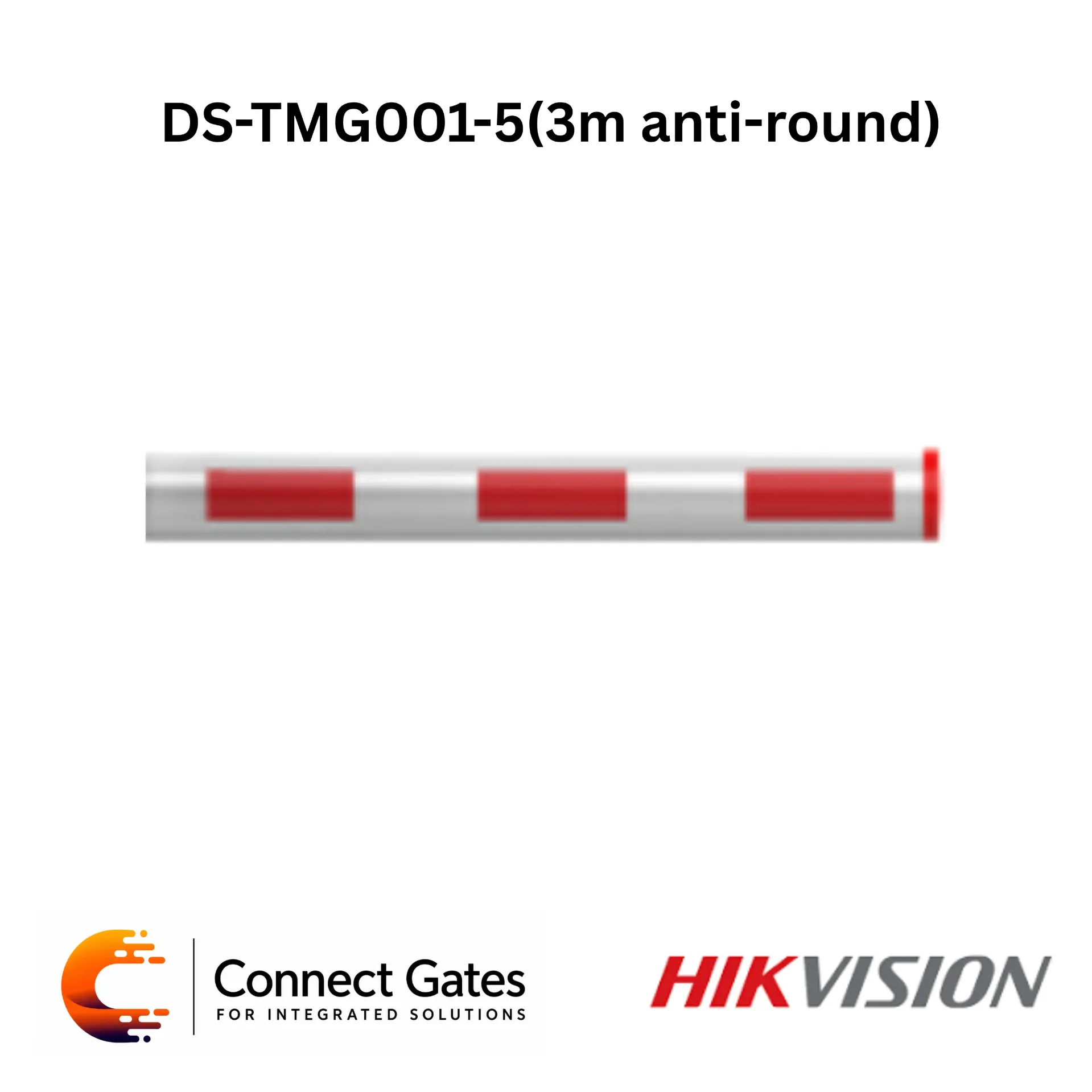 Hikvision DS-TMG001-5 – 3m Anti-Collision Round Boom Barrier Arm, Heavy-Duty Safety Aluminum Pole