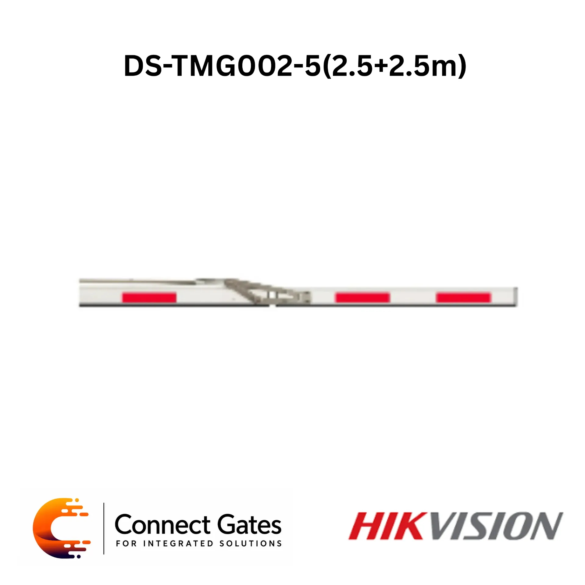 Hikvision DS-TMG002-5 – 2.5+2.5m Folding Boom Barrier Arm, Heavy-Duty Aluminum Pole