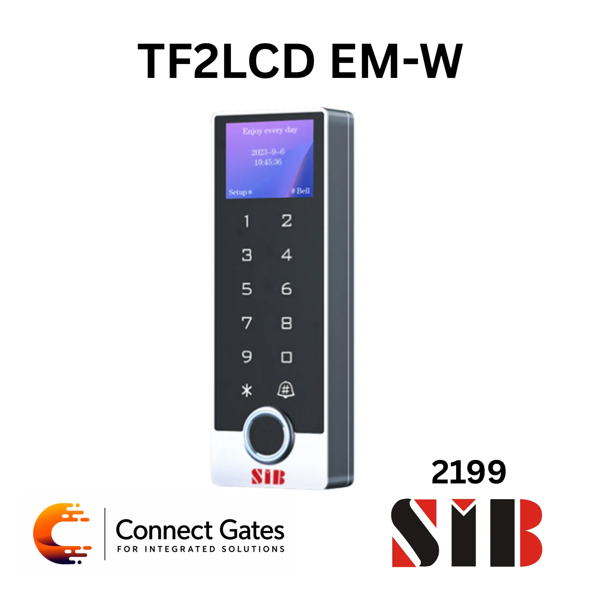 [TF2LCD EM-W-Tuya] SIB TF2LCD EM-W – IP68 Waterproof Fingerprint Door Access Control with LCD Screen, WiFi, Tuya App & EM Card Support