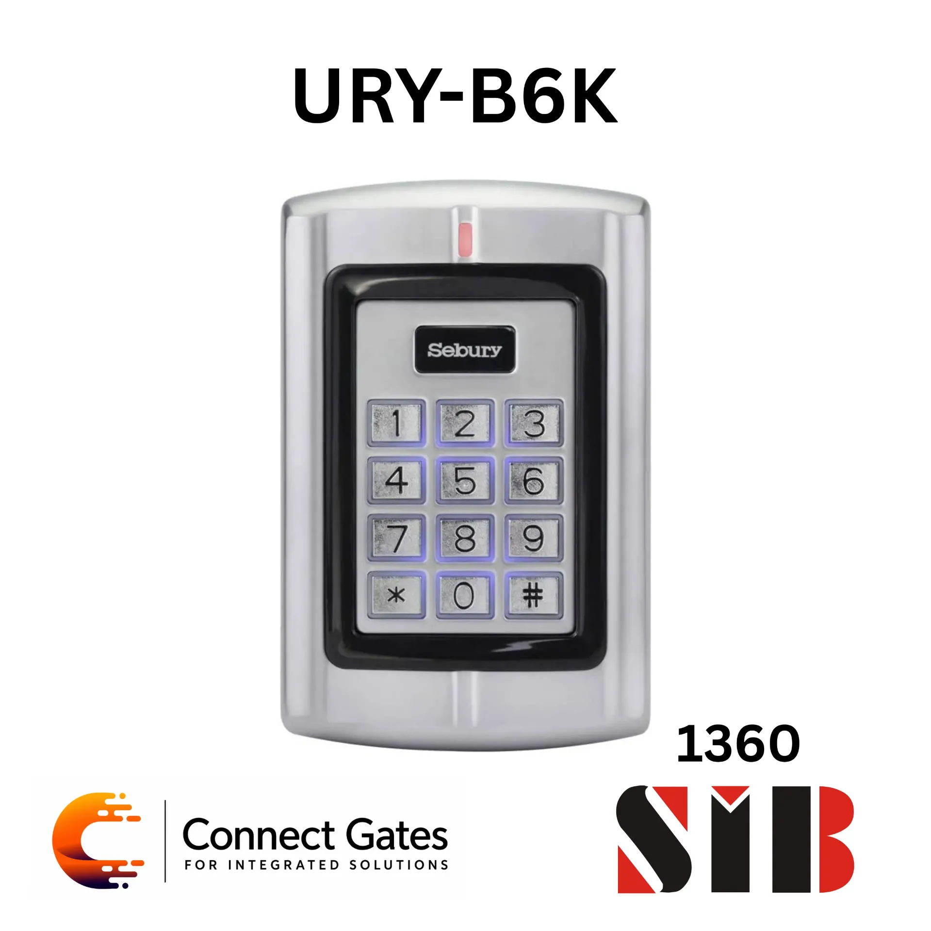 [B6K] Sebury URY-B6K – Metal Access Controller with Backlit Keypad, 13.56MHz Mifare Card Support & 20,000 User Capacity