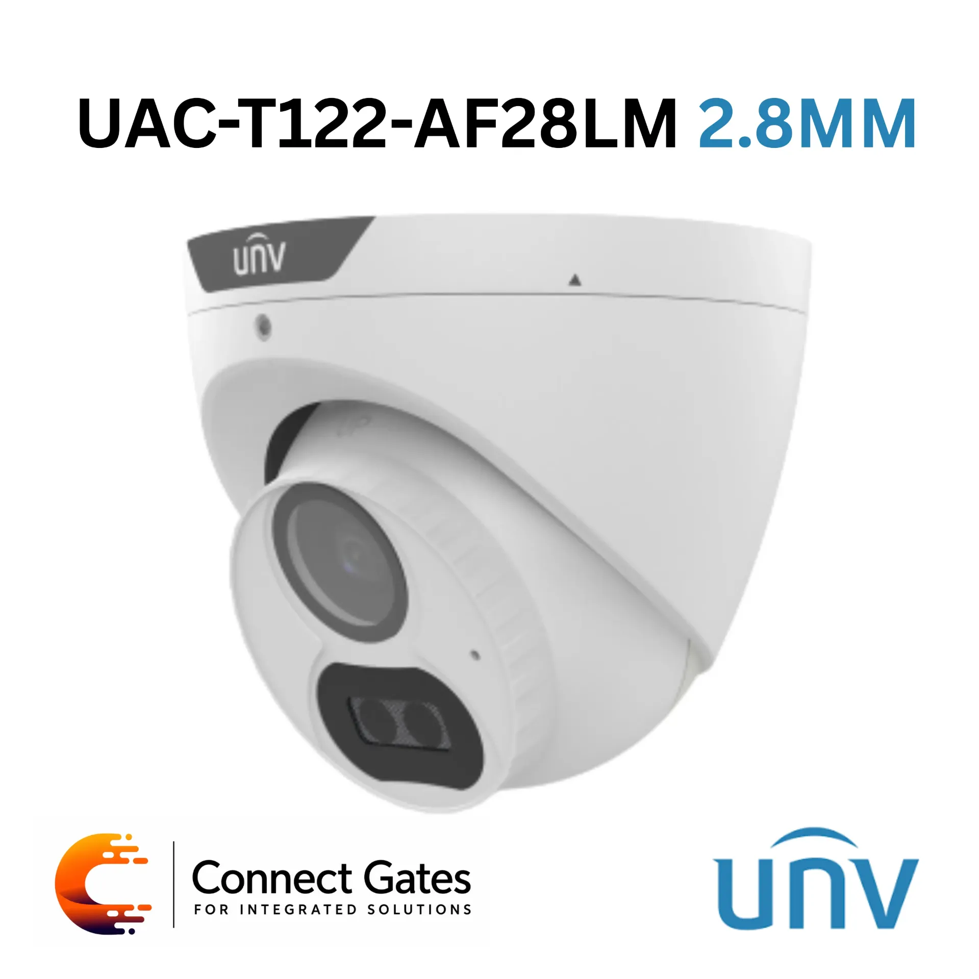 [UAC-T122-AF28LM] Uniview UAC-T122-AF28LM 2.8MM – 2MP LightHunter Fixed IR Turret Analog Camera with Built-in Microphone, Digital Defog & IP67 Protection