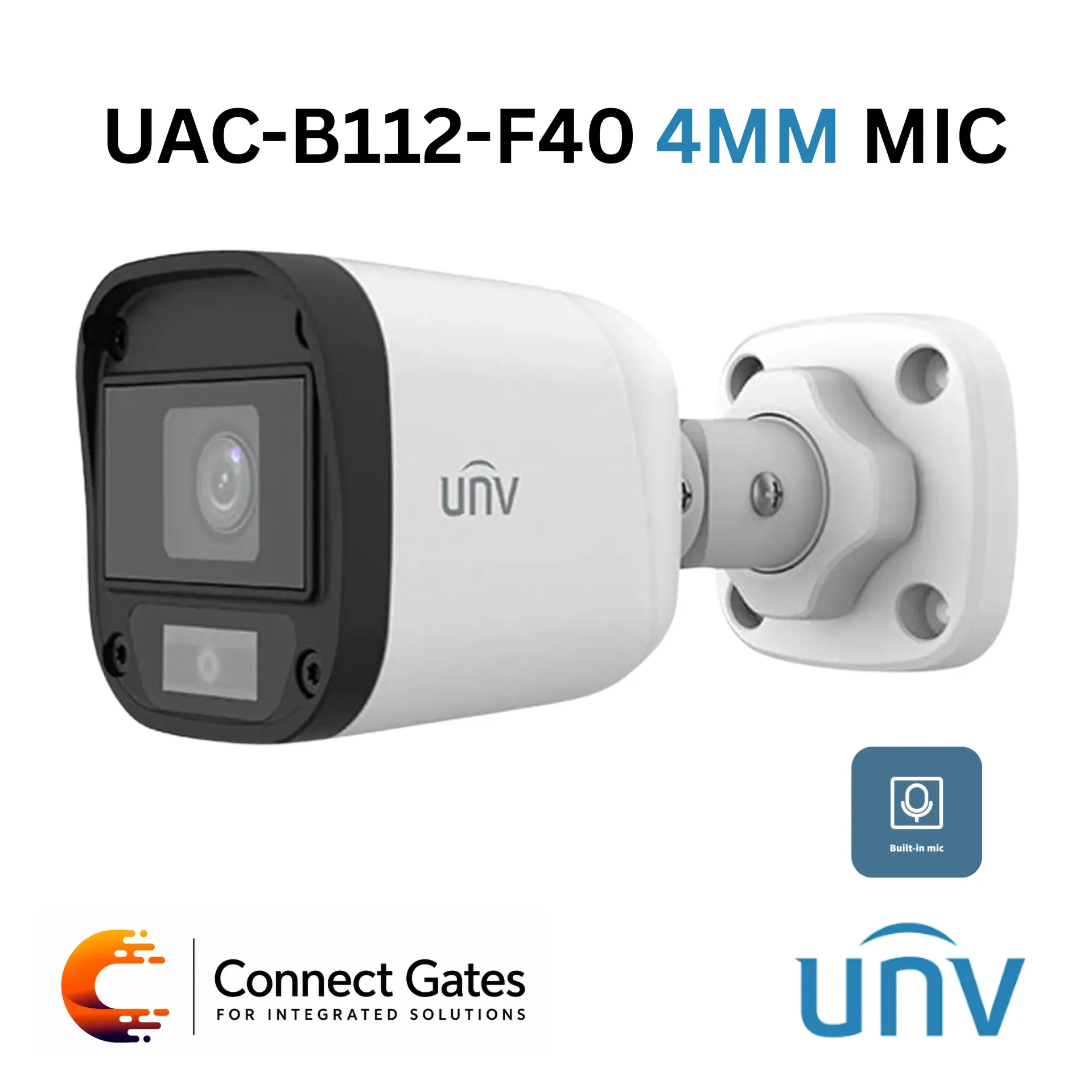 [UAC-B112-AF40 4MM] Uniview UAC-B112-AF40 4MM – 2MP Fixed IR Bullet Analog Camera with Built-in Microphone, 30m IR Range & IP67 Protection