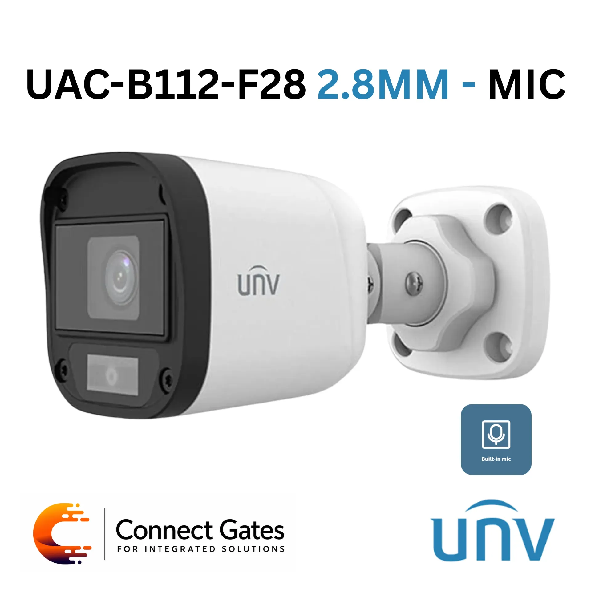 [UAC-B112-AF28 2.8MM] Uniview UAC-B112-AF28 2.8MM – 2MP Fixed IR Bullet Analog Camera with Built-in Microphone, 30m IR Range & IP67 Protection