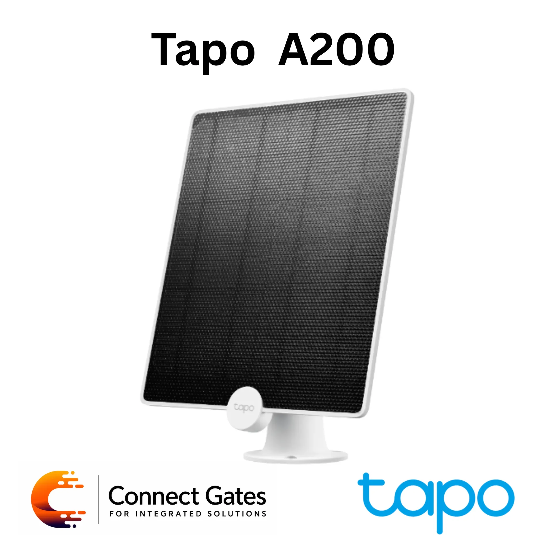 [A200] Tapo A200 – Solar Panel for Tapo Battery-Powered Cameras with Up to 4.5W Charging Power, 4m Charging Cable & IP65 Weatherproof Protection