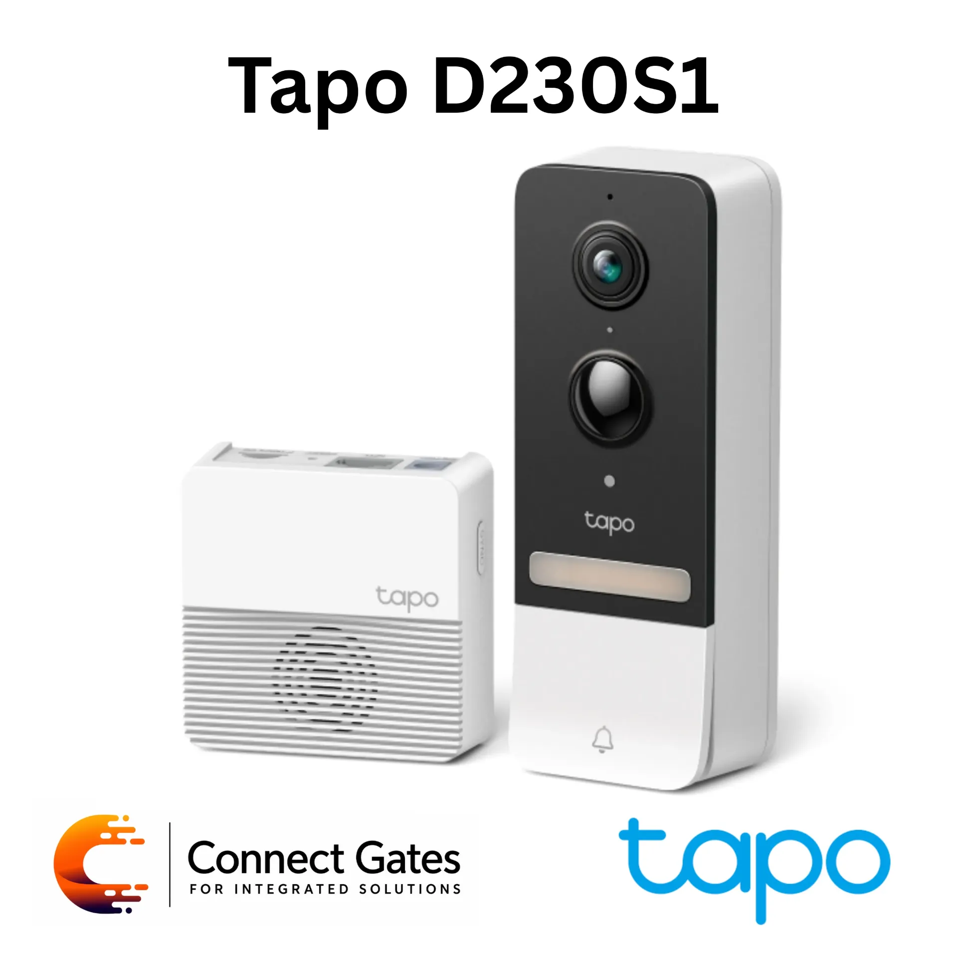 [D230S1] Tapo D230S1 – 2K 5MP Video Doorbell Camera Kit with H200 Hub, Color Night Vision, Head-to-Toe View & 180-Day Battery Life