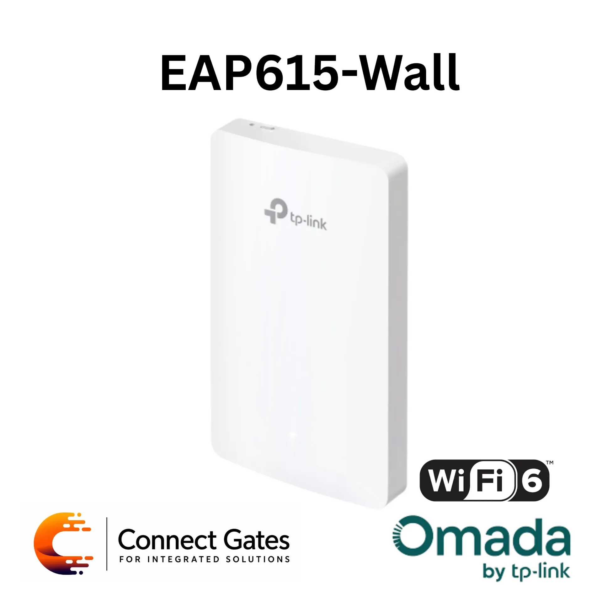 [EAP615-Wall] Omada EAP615-Wall – AX1800 Wall Plate Dual-Band Wi-Fi 6 Access Point with PoE Passthrough & 4 Gigabit RJ45 Ports